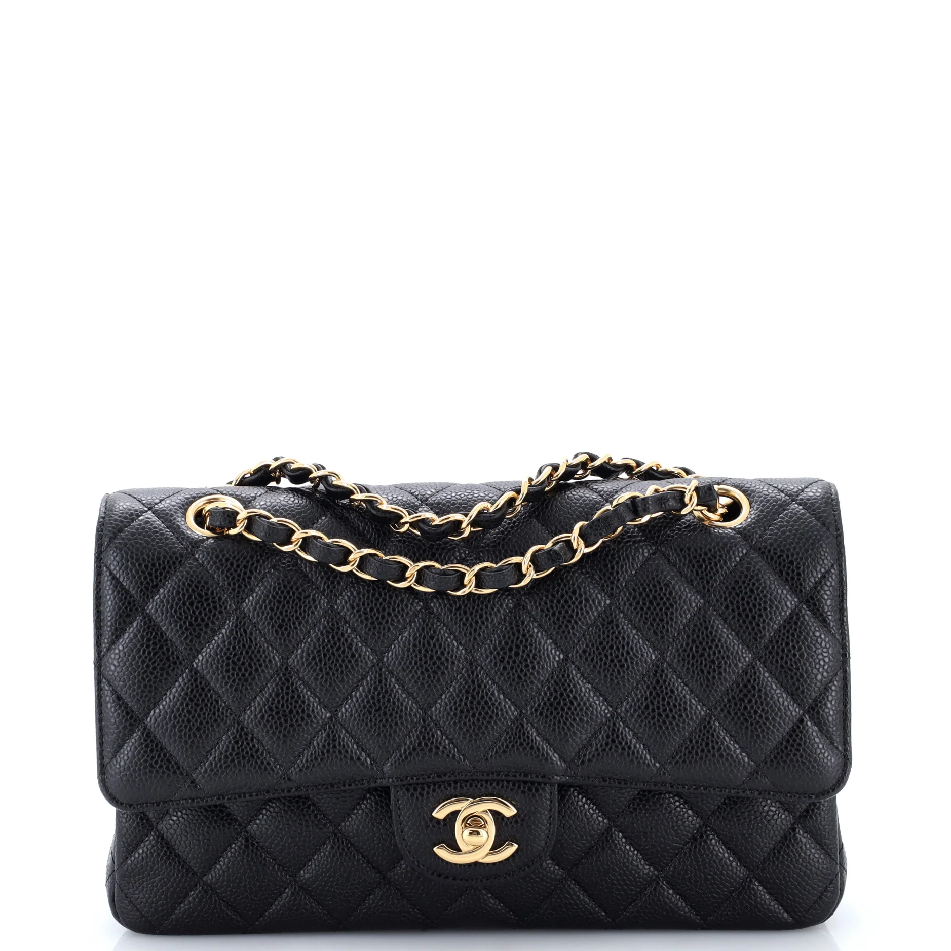 Classic Double Flap Bag Quilted Caviar Medium