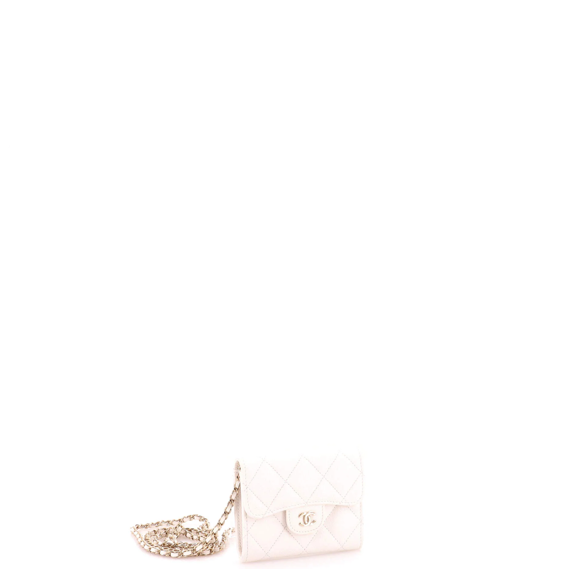 Classic Flap Card Holder on Chain Quilted Caviar Mini - Image 2