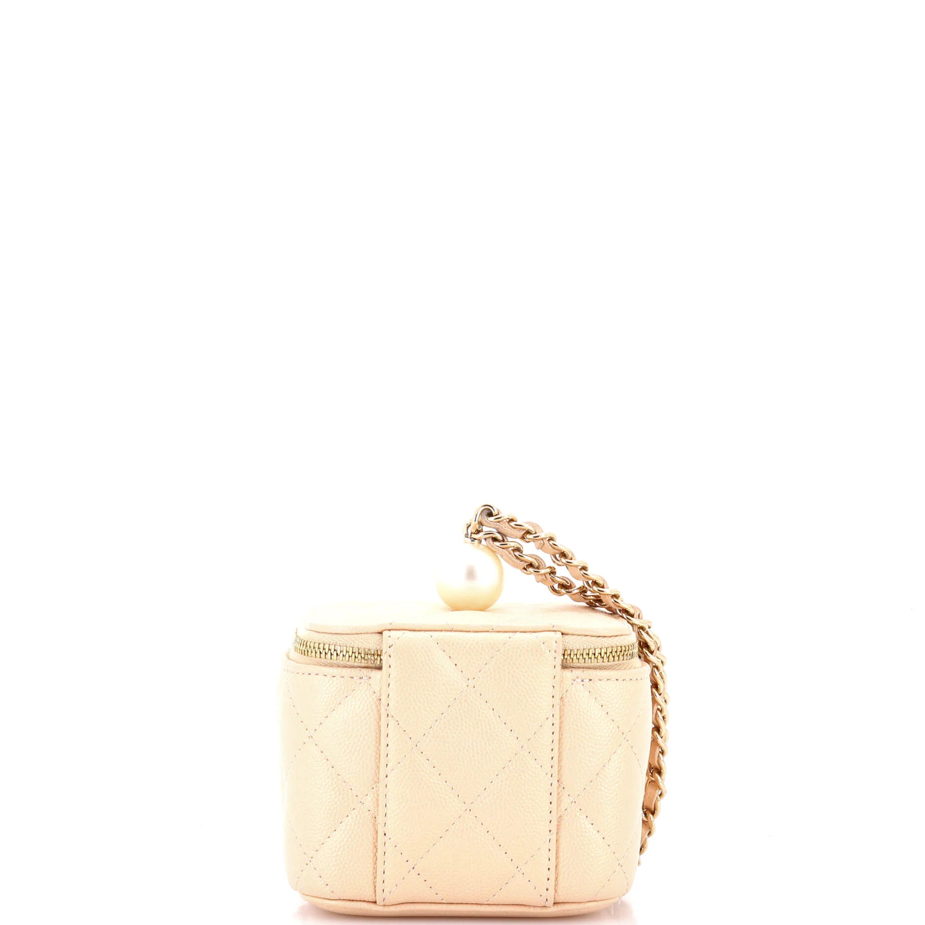 Classic Pearl Vanity Case with Chain Quilted Caviar Mini - Image 3