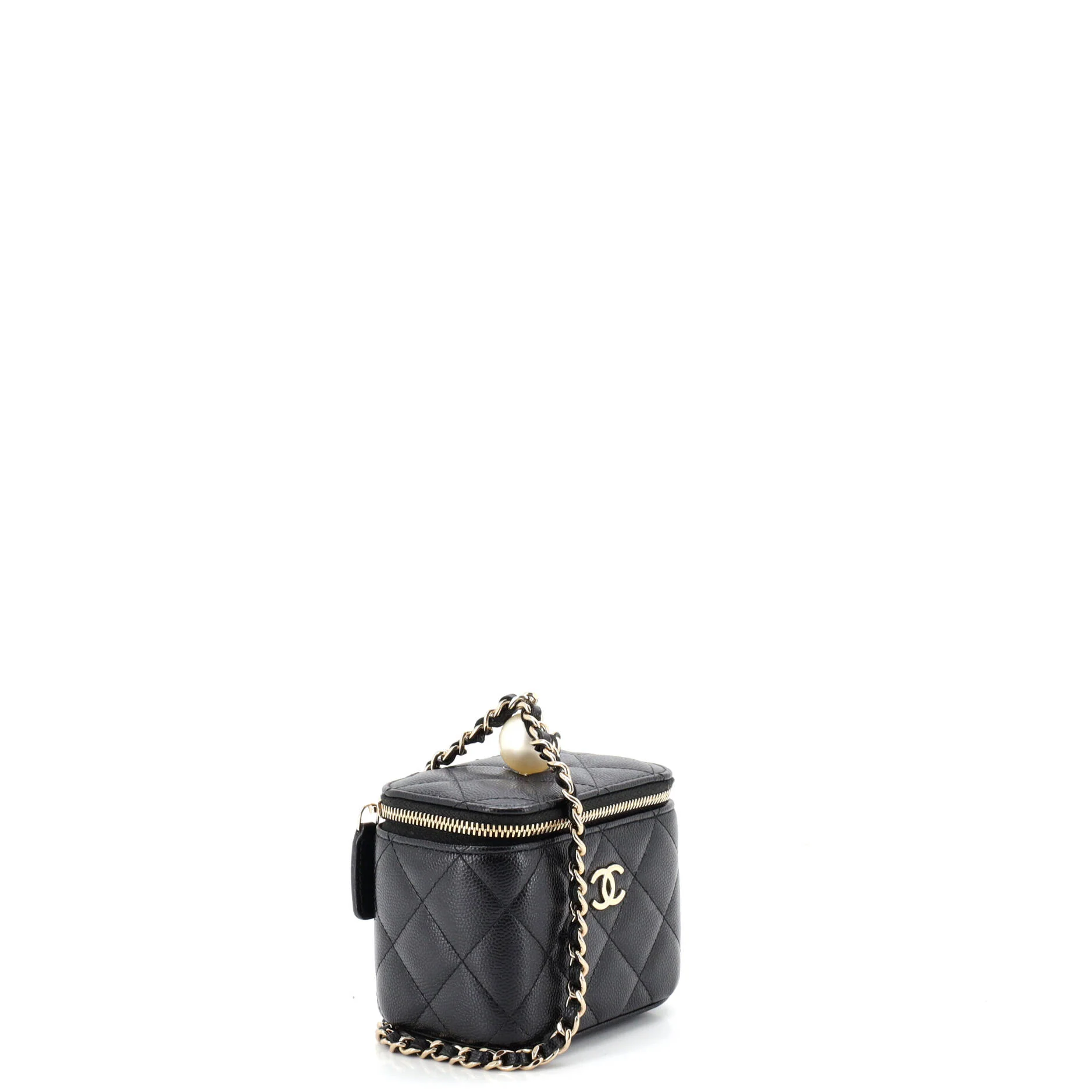 Classic Pearl Vanity Case with Chain Quilted Caviar Mini - Image 3