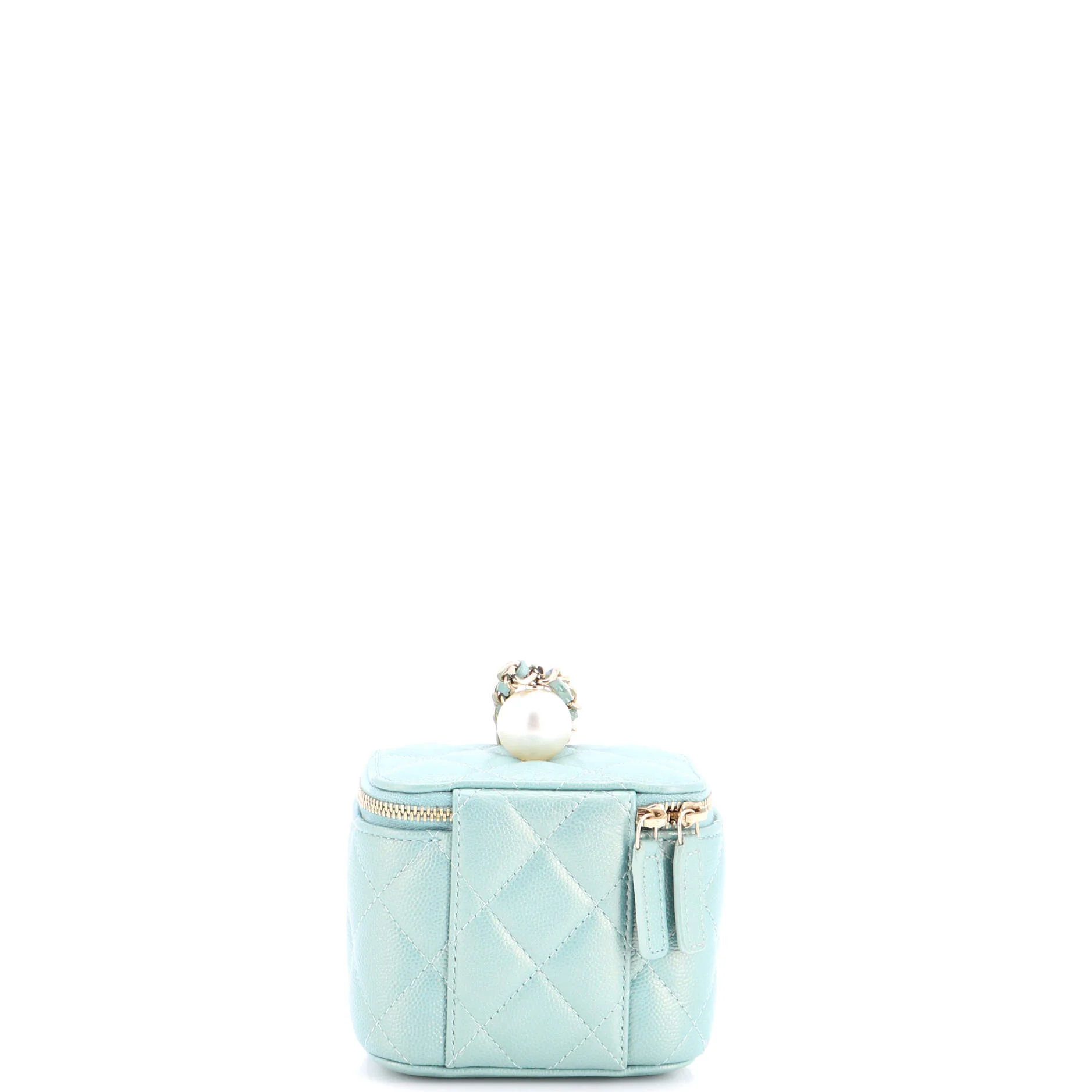 Classic Pearl Vanity Case with Chain Quilted Caviar Mini - Image 4