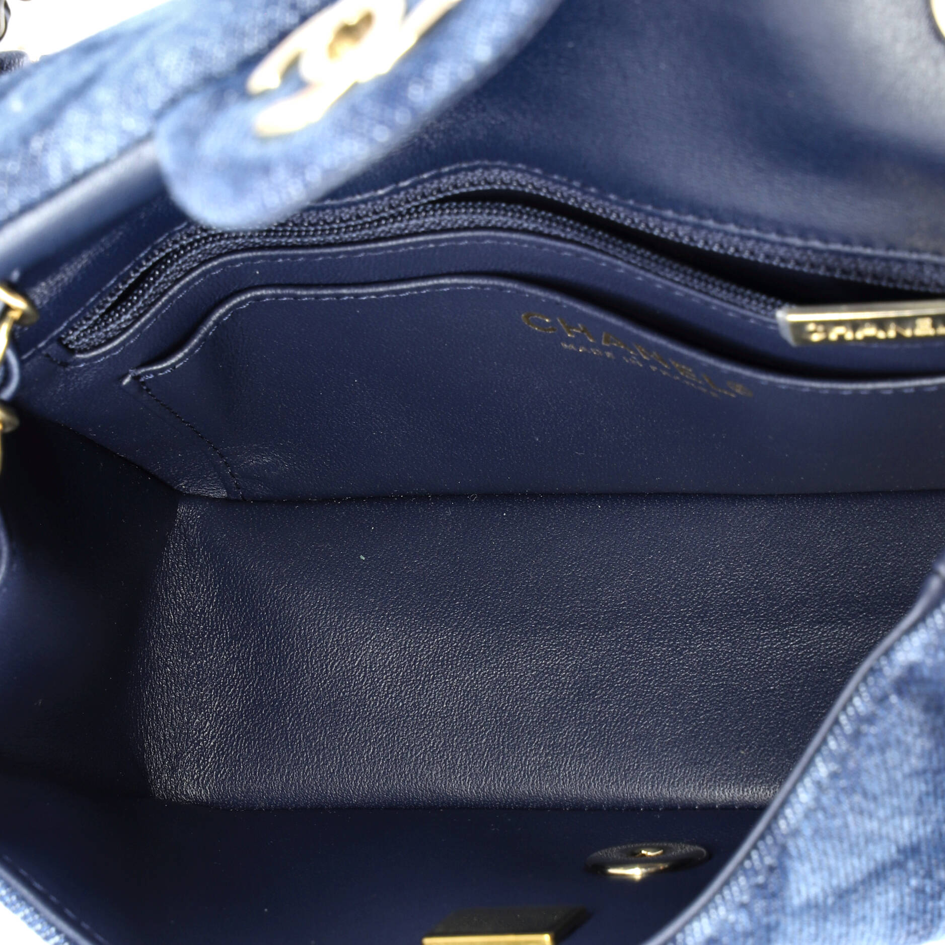 Classic Single Flap Bag 3D Quilt Printed Denim Mini - Image 5