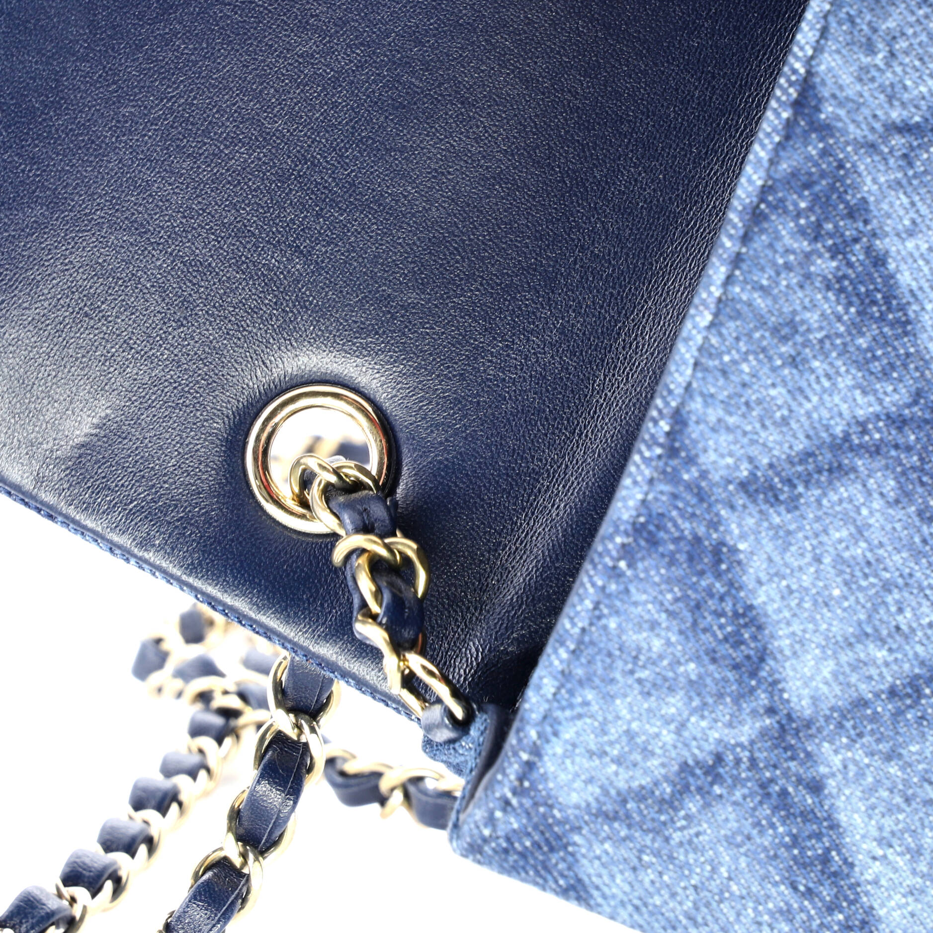 Classic Single Flap Bag 3D Quilt Printed Denim Mini - Image 6