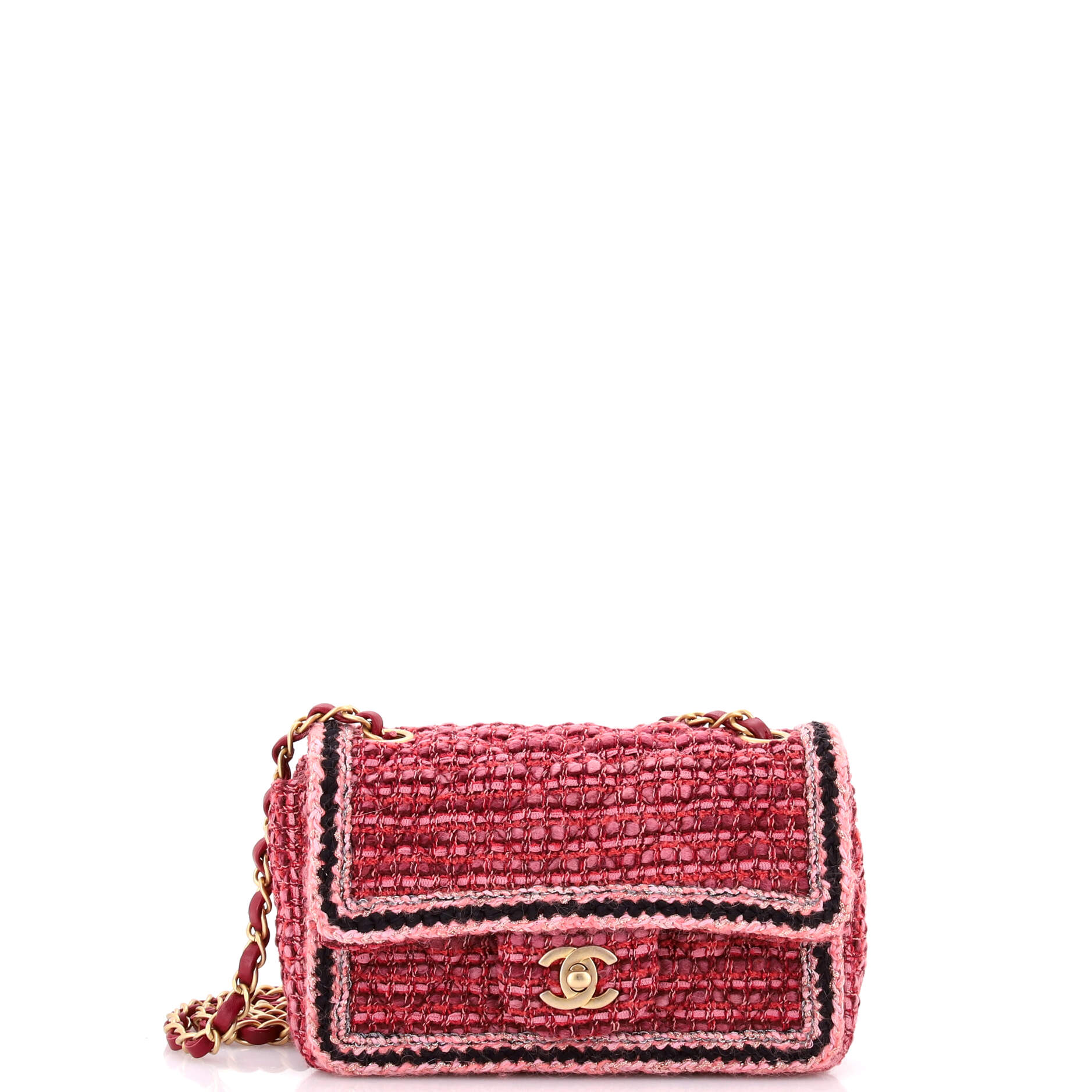 Classic Single Flap Bag Braided Quilted Tweed Mini