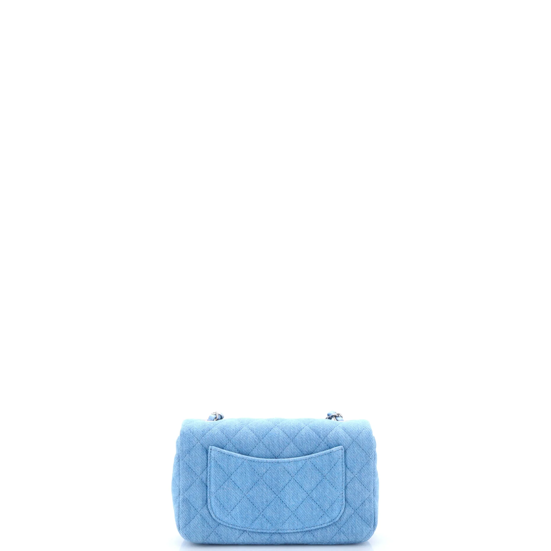 Classic Single Flap Bag Quilted Denim Mini - Image 3