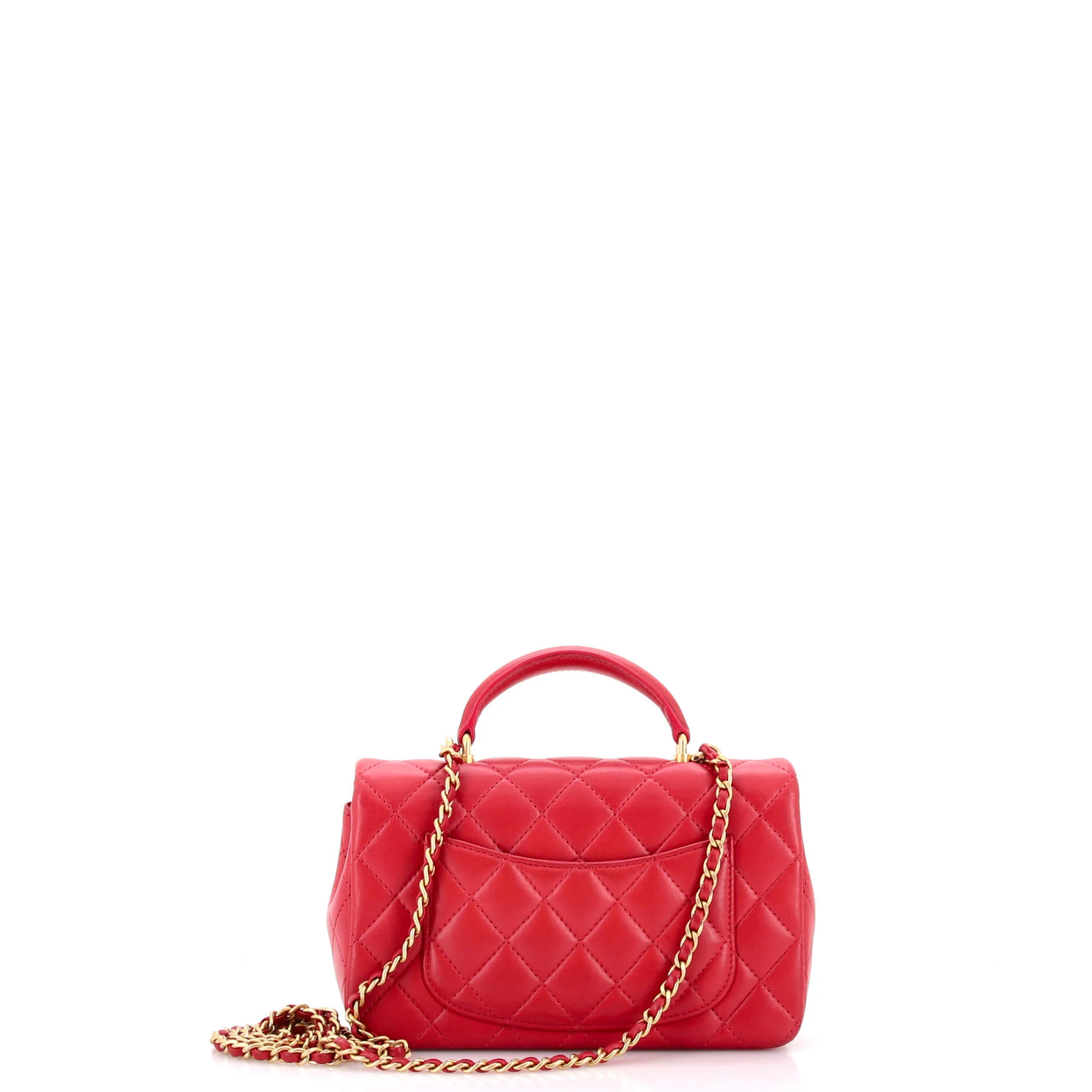 Classic Single Flap Top Handle Bag Quilted Lambskin Mini - Image 3