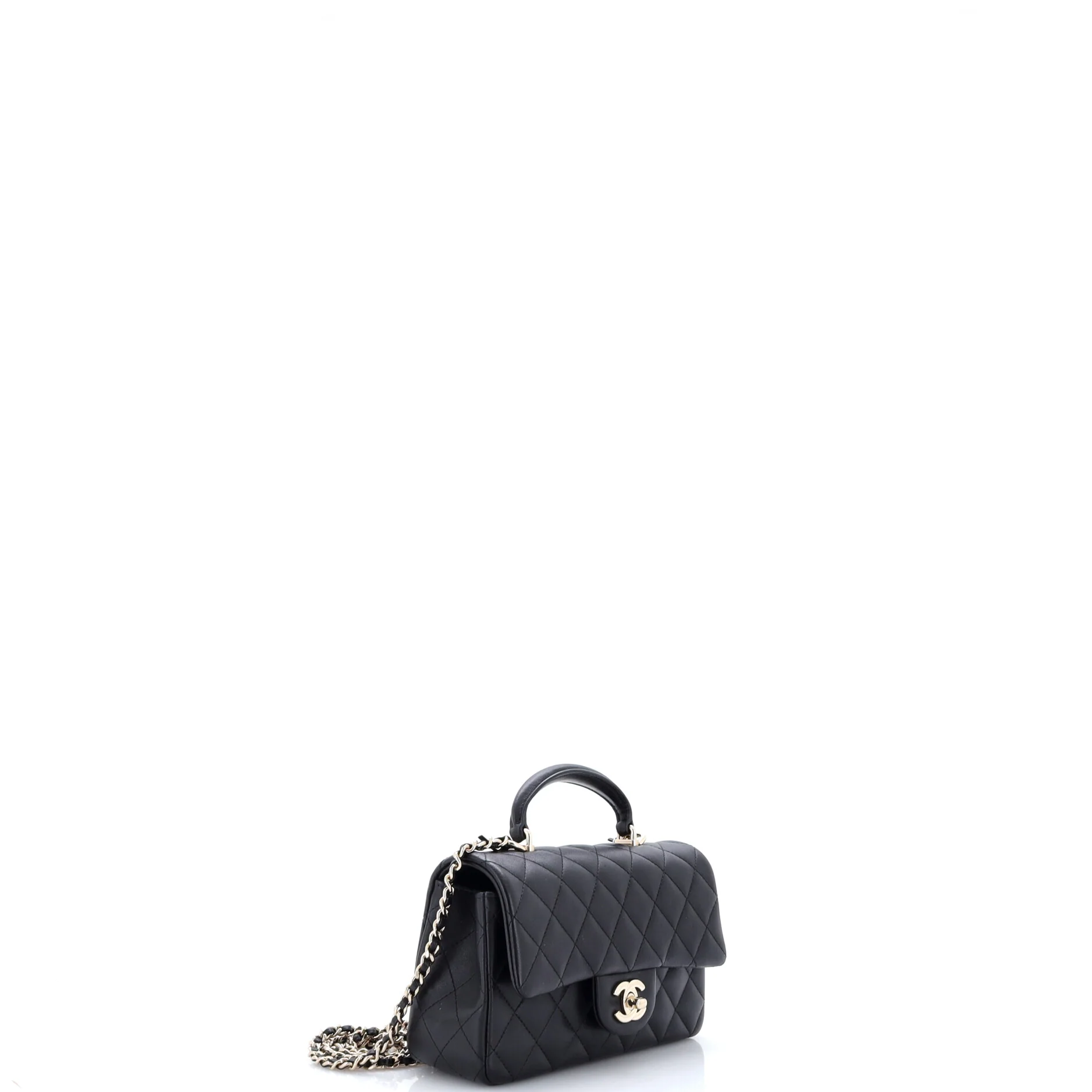 Classic Single Flap Top Handle Bag Quilted Lambskin Mini - Image 2