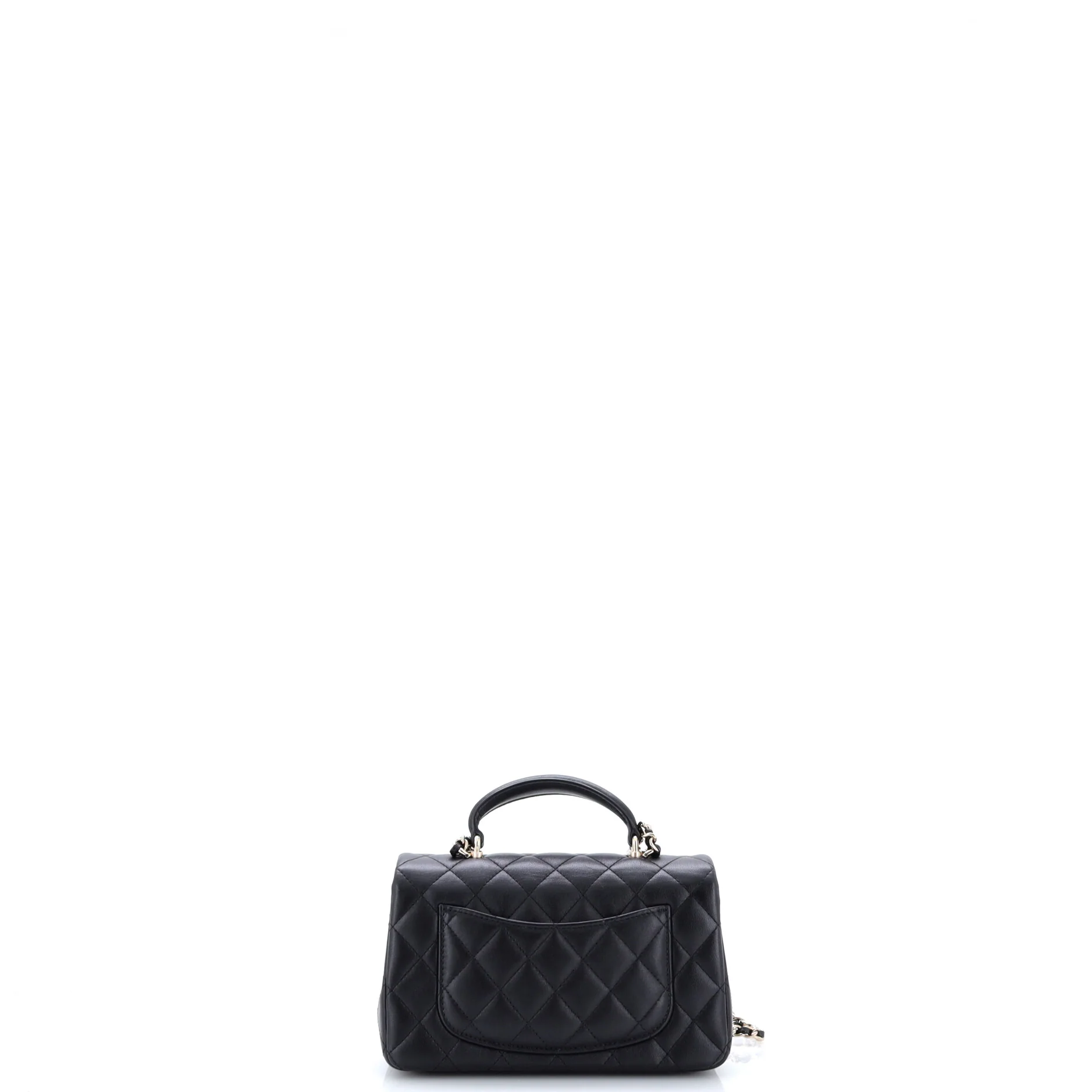 Classic Single Flap Top Handle Bag Quilted Lambskin Mini - Image 3
