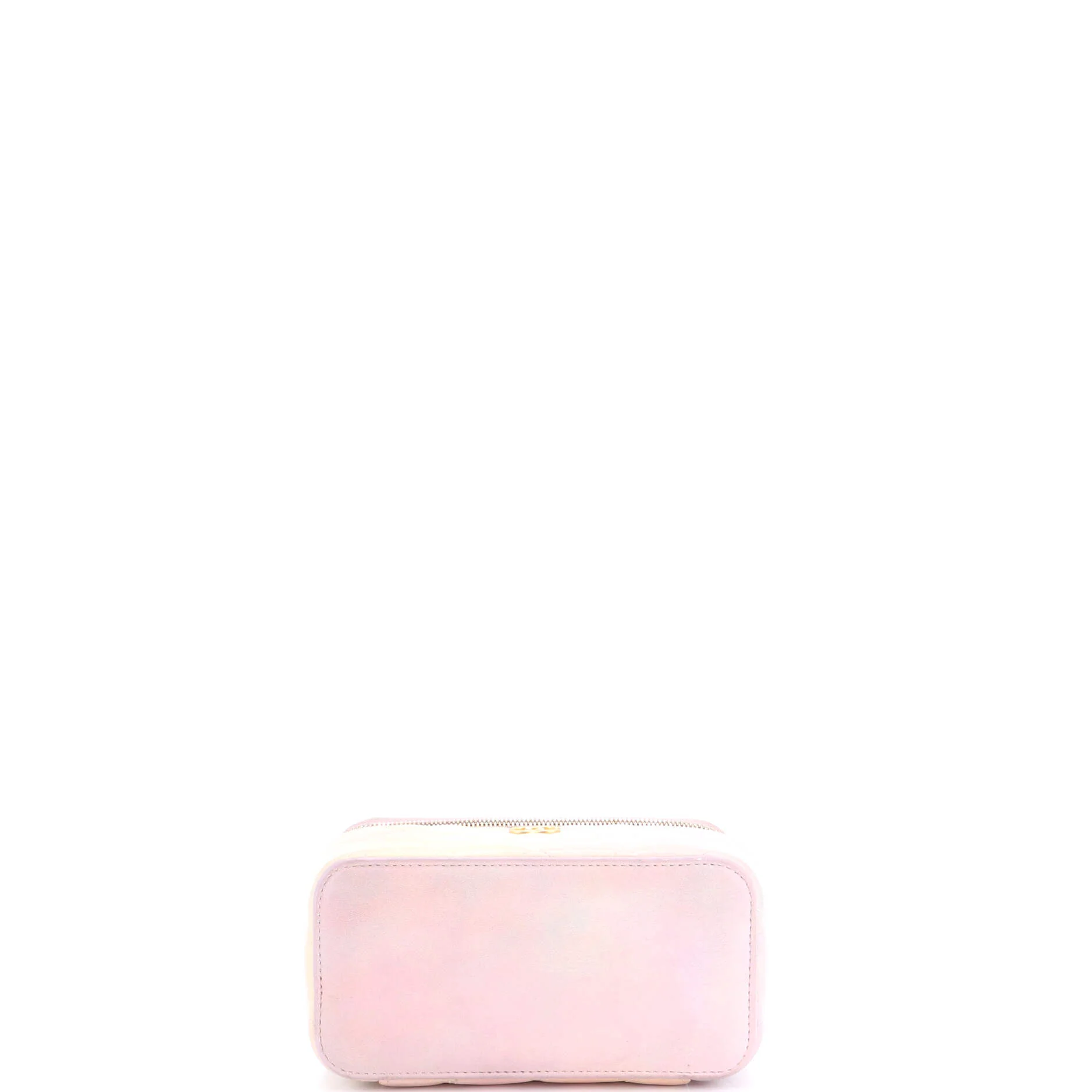 Classic Top Handle Vanity Case with Chain Quilted Iridescent Rainbow Lambskin Small - Image 4