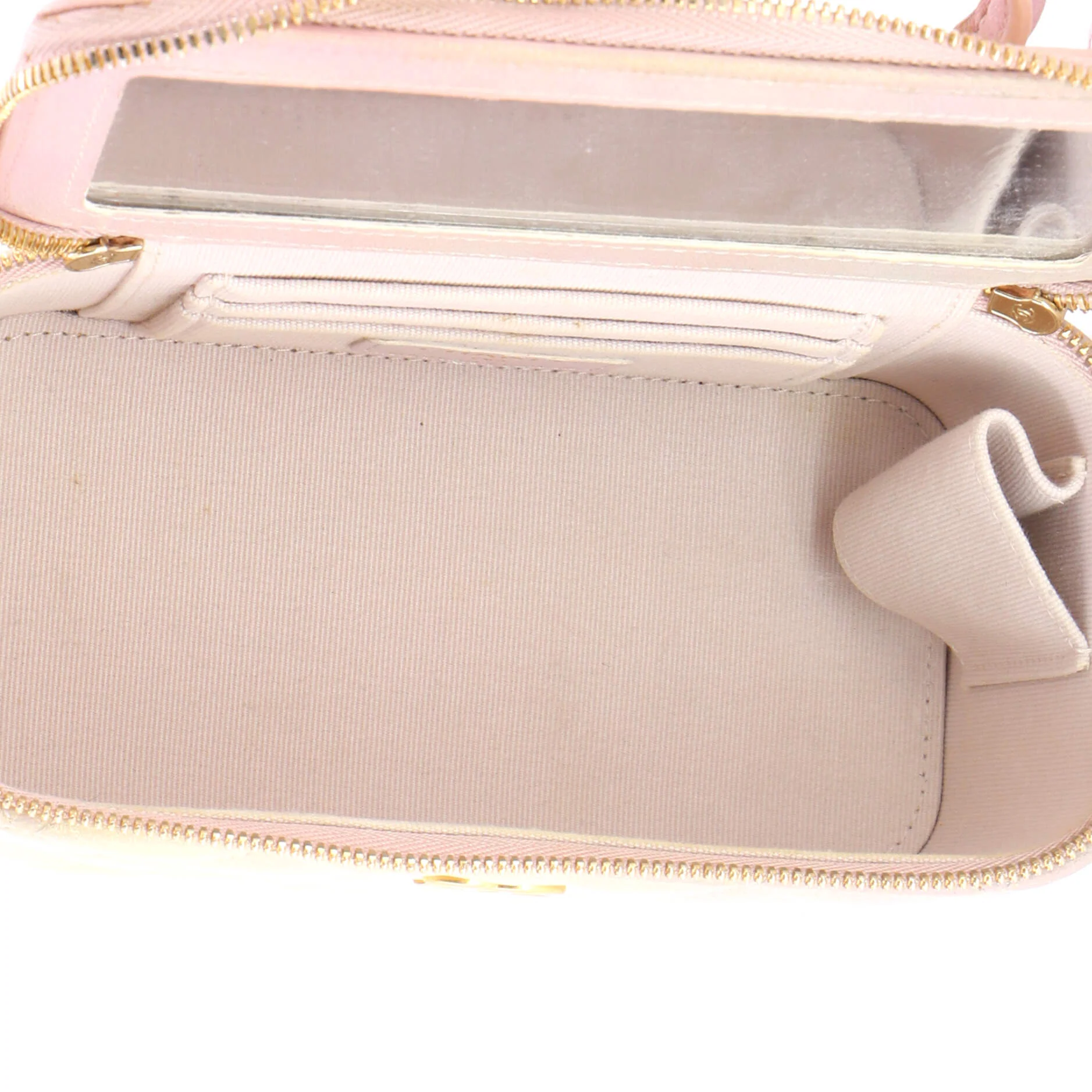Classic Top Handle Vanity Case with Chain Quilted Iridescent Rainbow Lambskin Small - Image 5