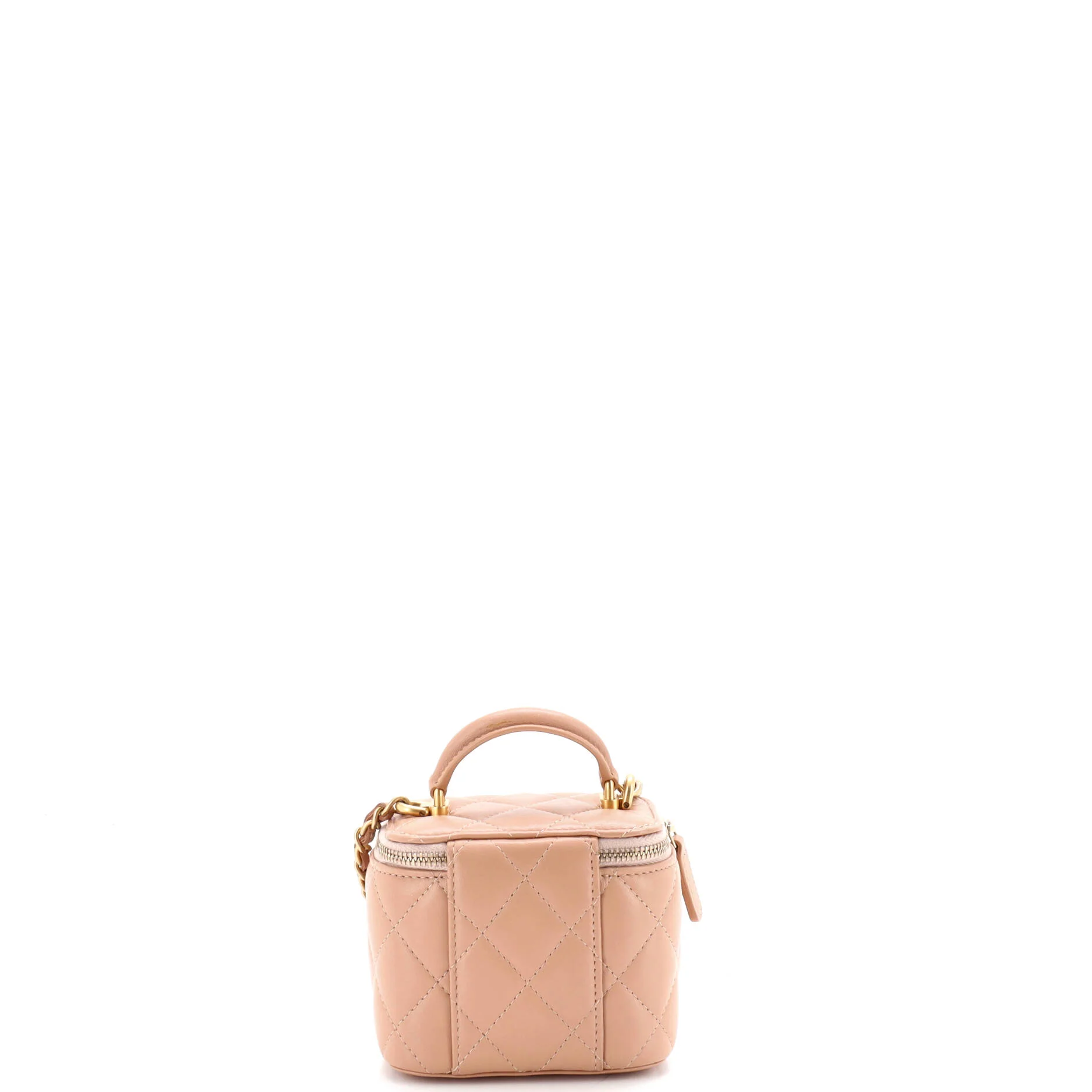 Classic Top Handle Vanity Case with Chain Quilted Lambskin Mini - Image 3