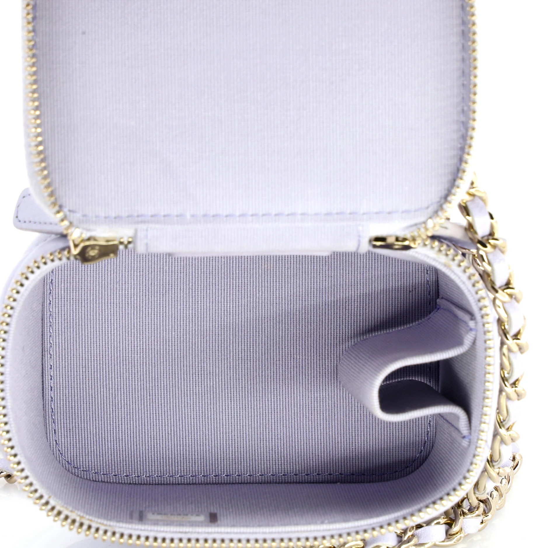 Classic Top Handle Vanity Case with Chain Quilted Lambskin Mini - Image 6