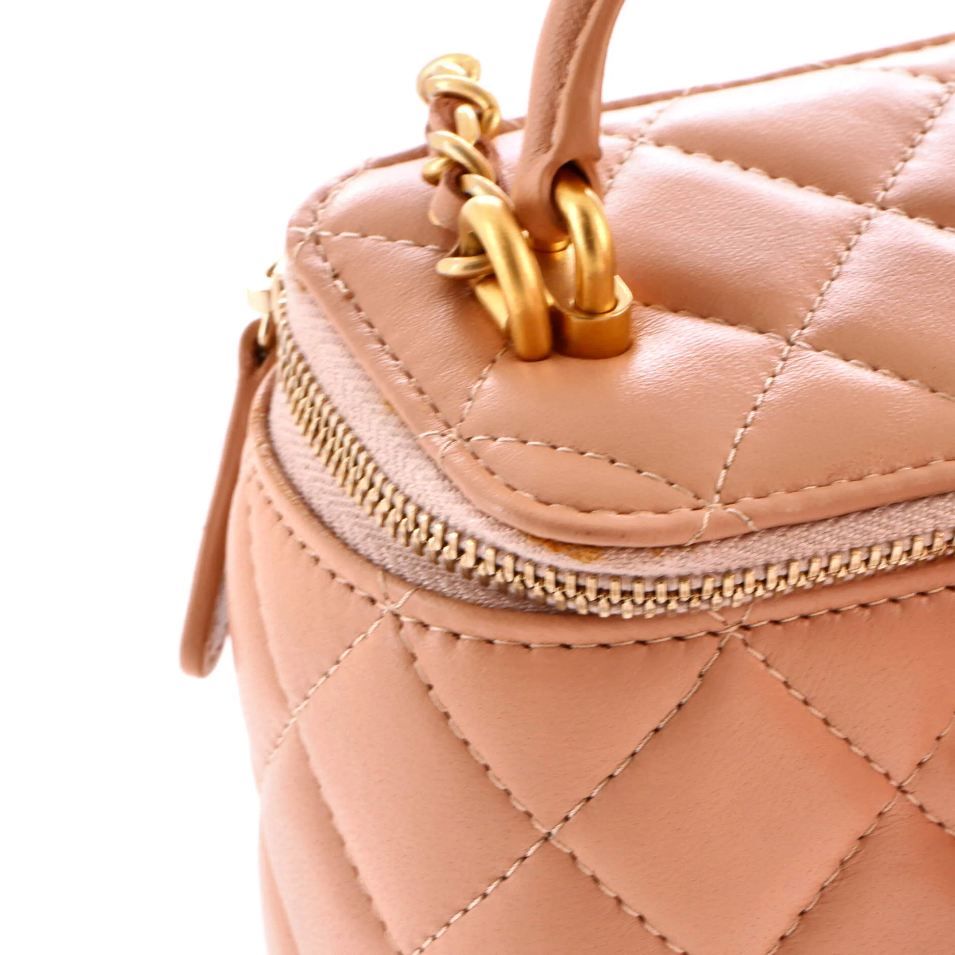 Classic Top Handle Vanity Case with Chain Quilted Lambskin Mini - Image 7