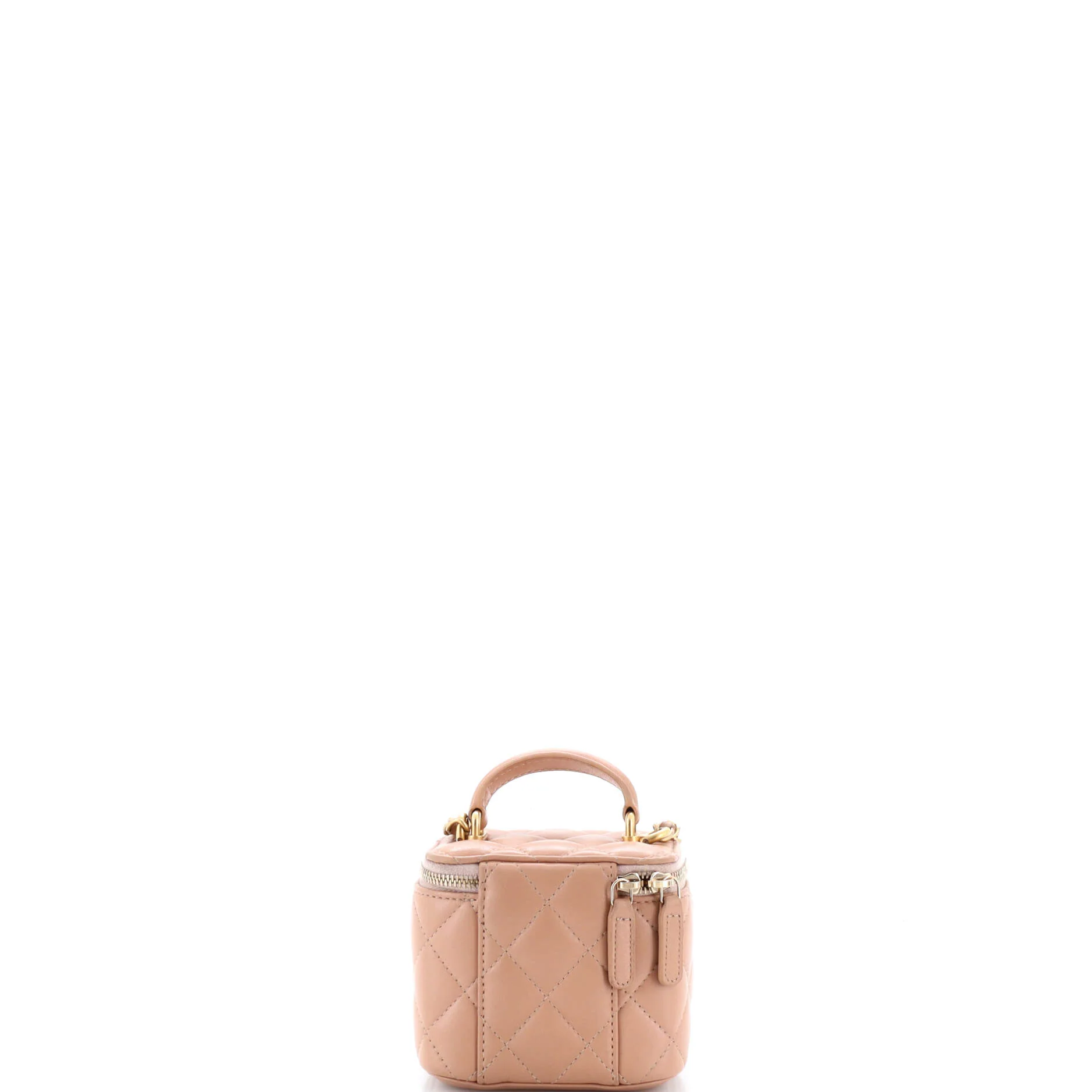 Classic Top Handle Vanity Case with Chain Quilted Lambskin Mini - Image 3
