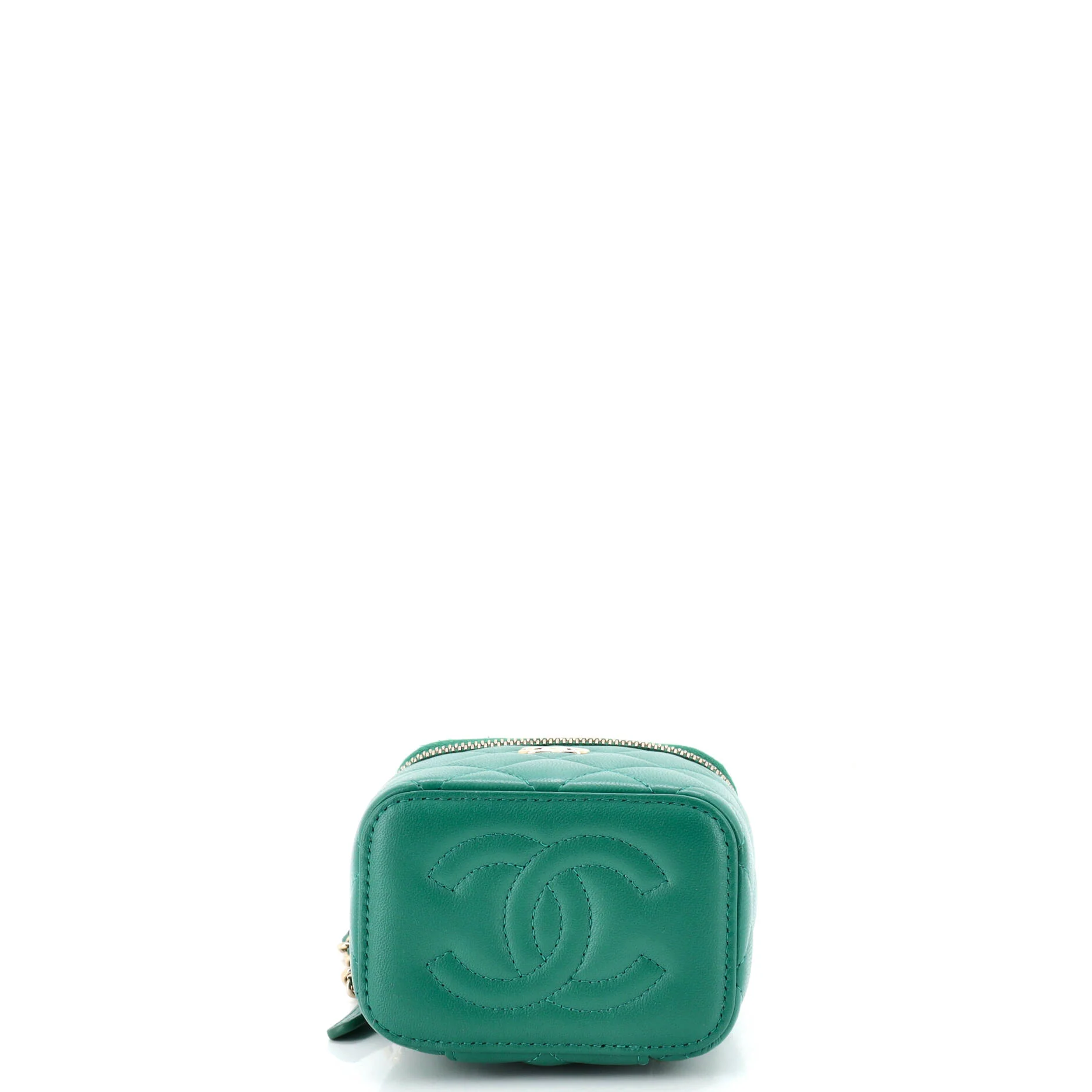 Classic Top Handle Vanity Case with Chain Quilted Lambskin Mini - Image 4