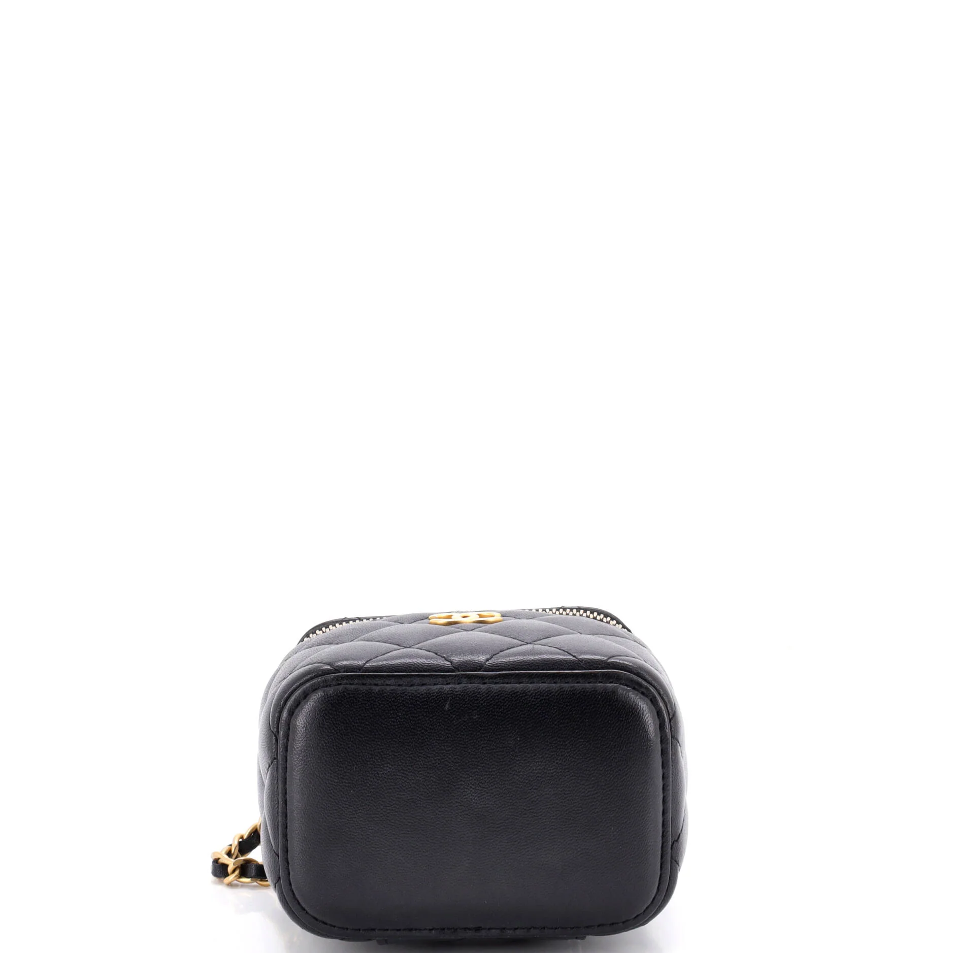 Classic Top Handle Vanity Case with Chain Quilted Lambskin Mini - Image 5