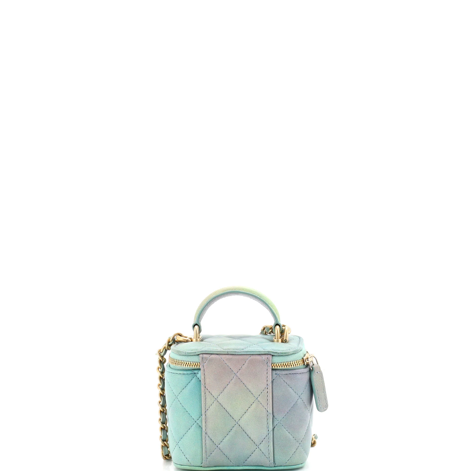 Classic Top Handle Vanity Case with Chain Quilted Lambskin Mini - Image 3