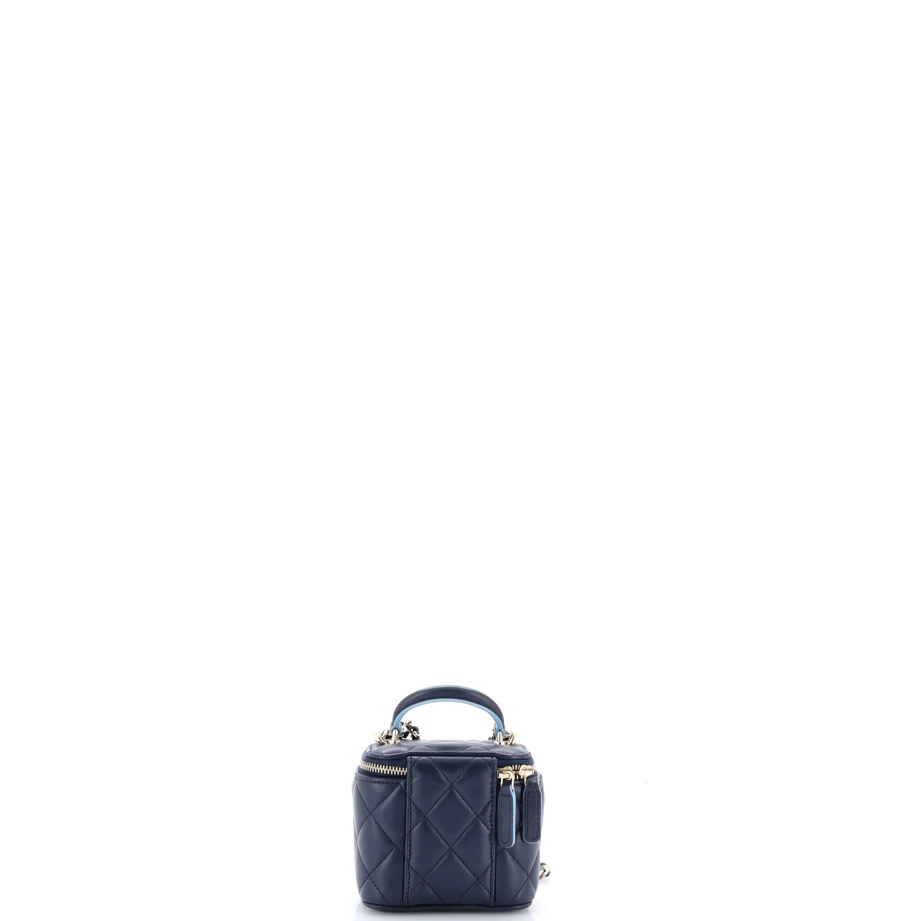 Classic Top Handle Vanity Case with Chain Quilted Lambskin Mini - Image 3
