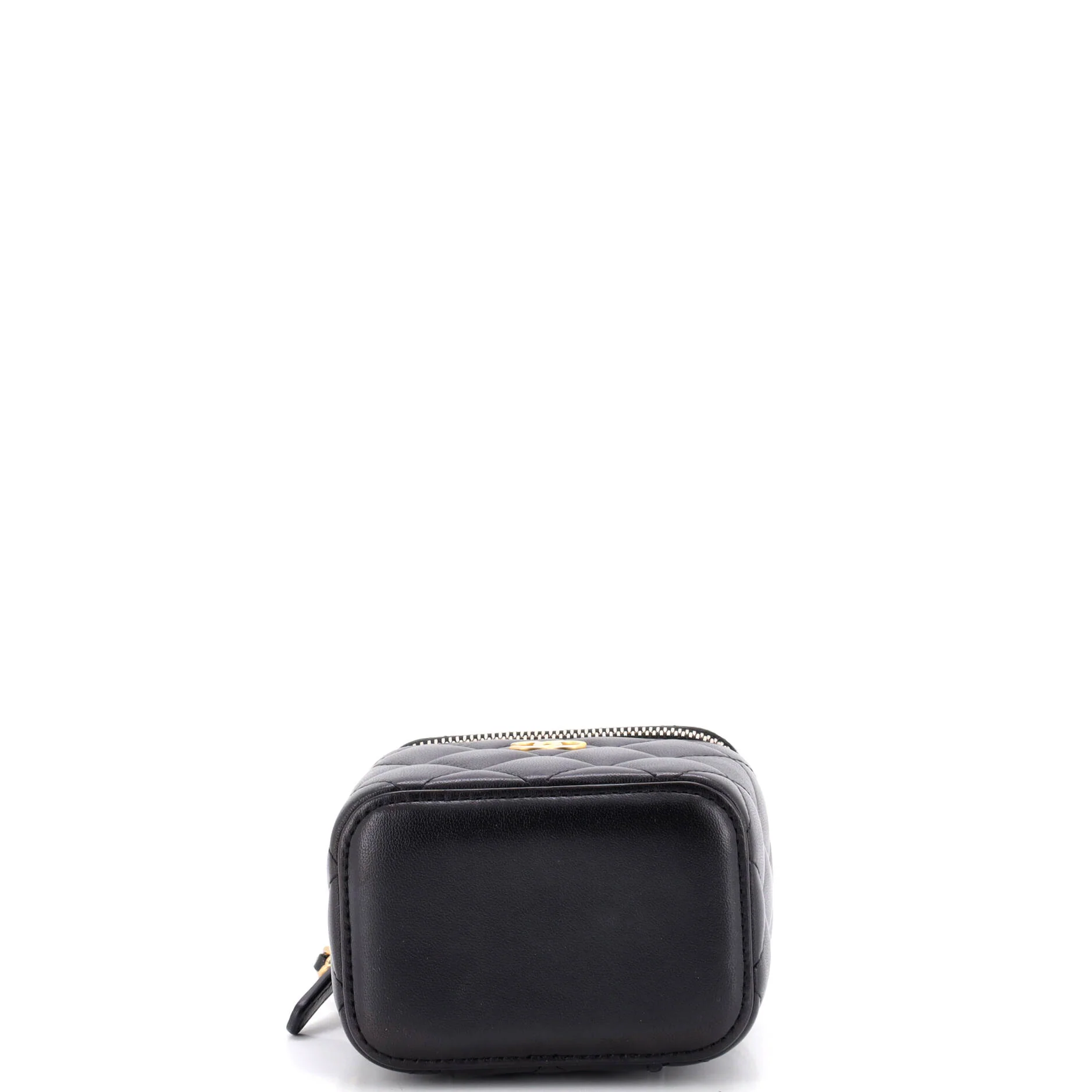 Classic Top Handle Vanity Case with Chain Quilted Lambskin Mini - Image 4