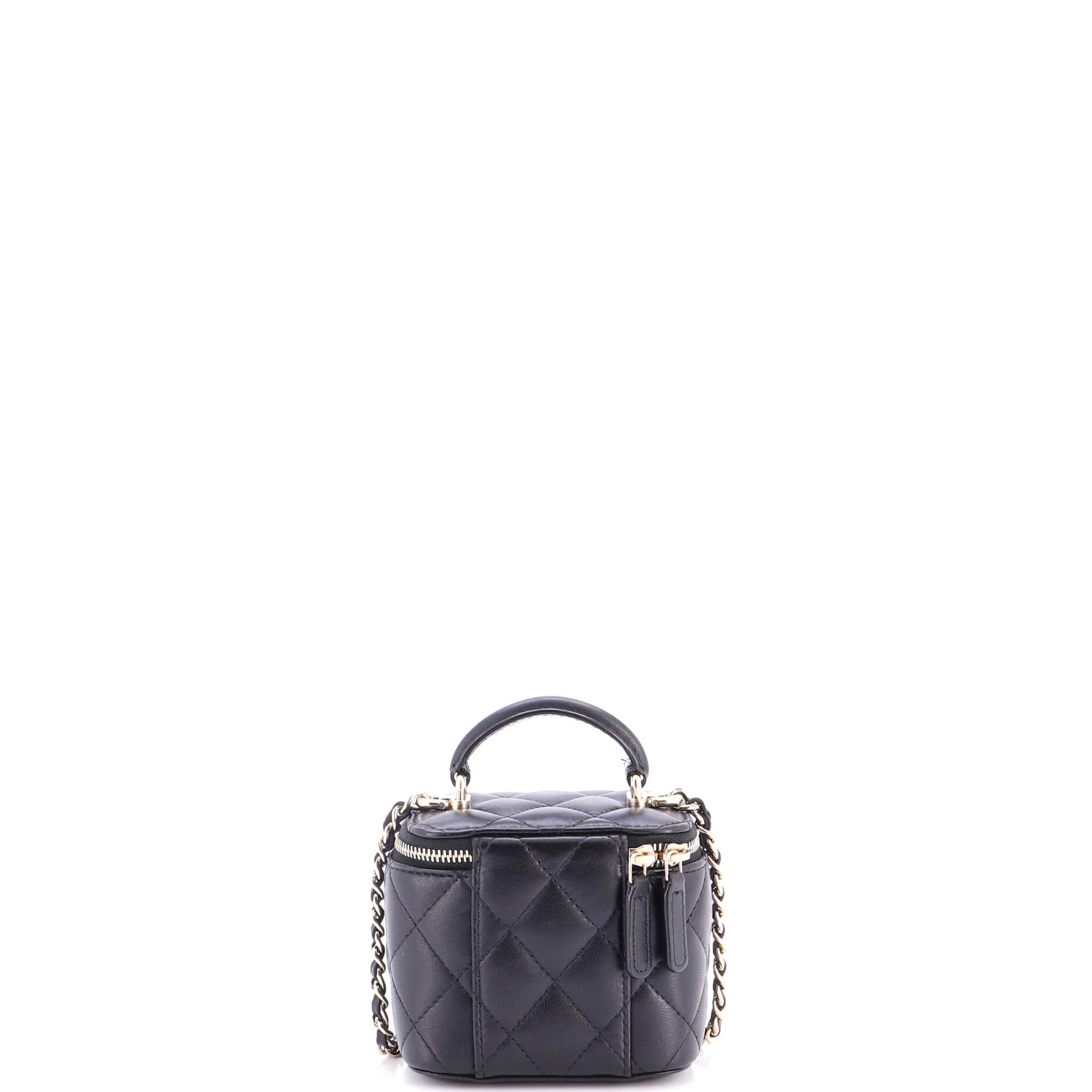 Classic Top Handle Vanity Case with Chain Quilted Lambskin Mini - Image 4