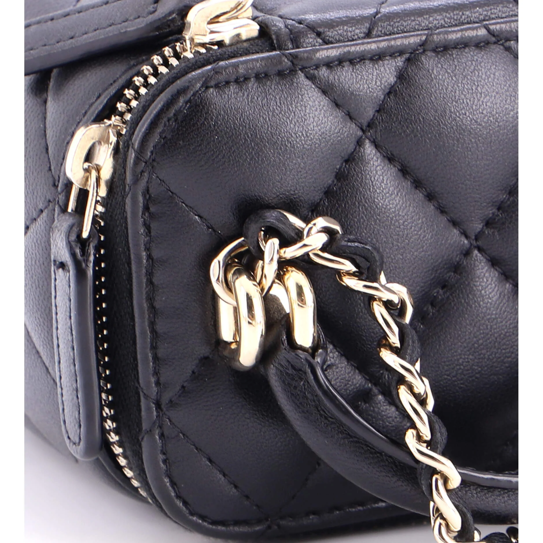 Classic Top Handle Vanity Case with Chain Quilted Lambskin Mini - Image 7