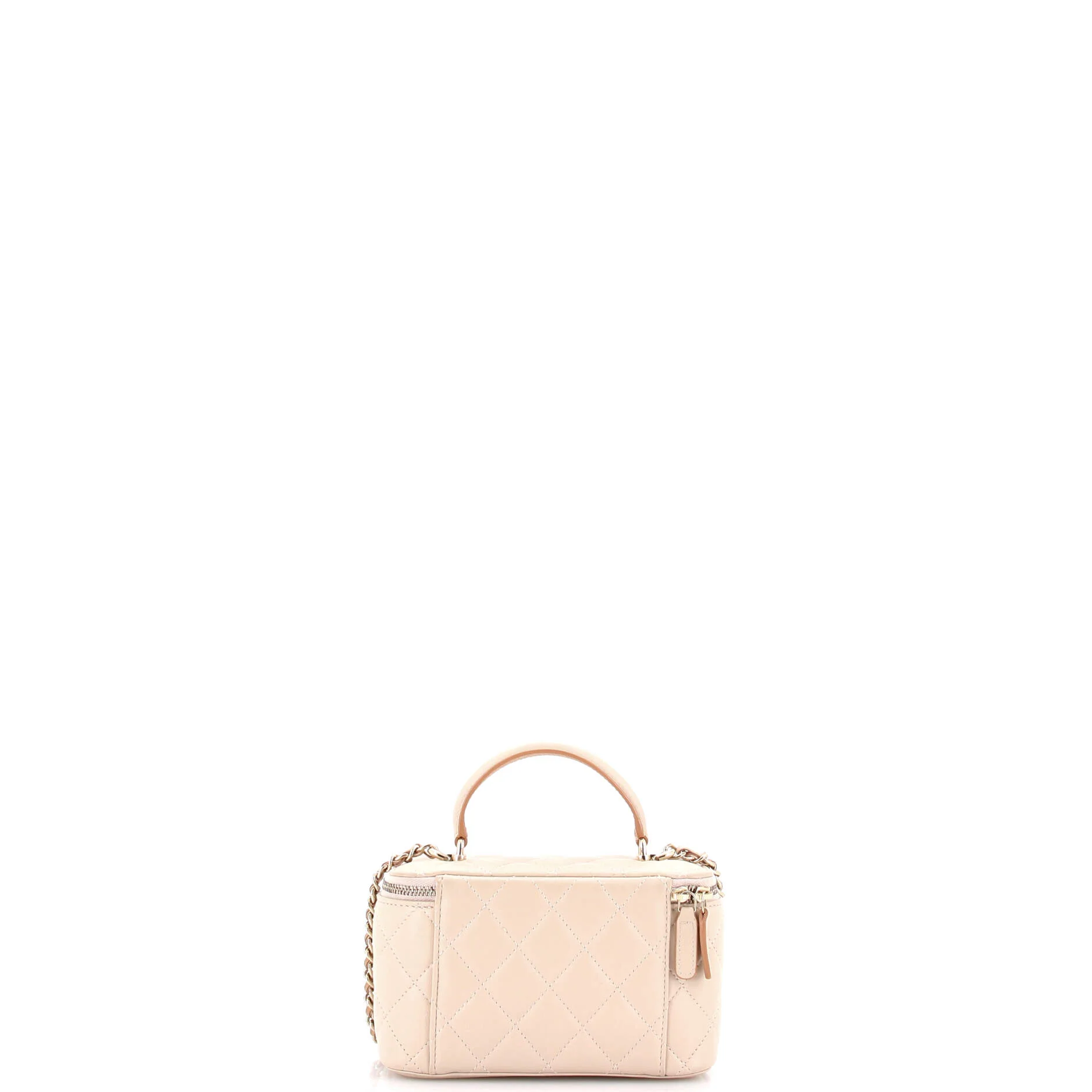 Classic Top Handle Vanity Case with Chain Quilted Lambskin Small - Image 3