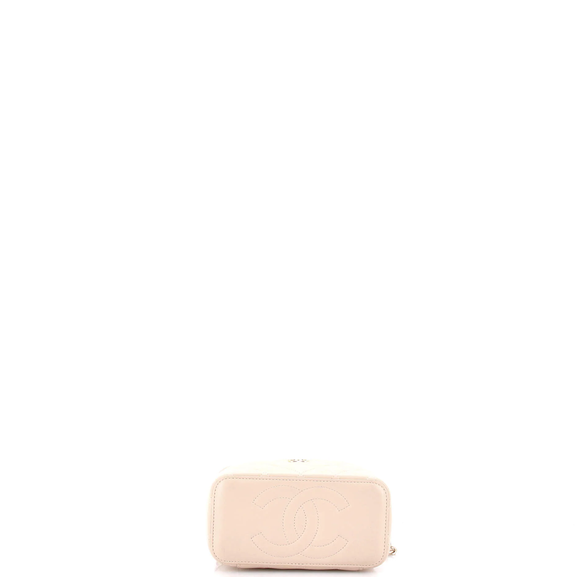 Classic Top Handle Vanity Case with Chain Quilted Lambskin Small - Image 4