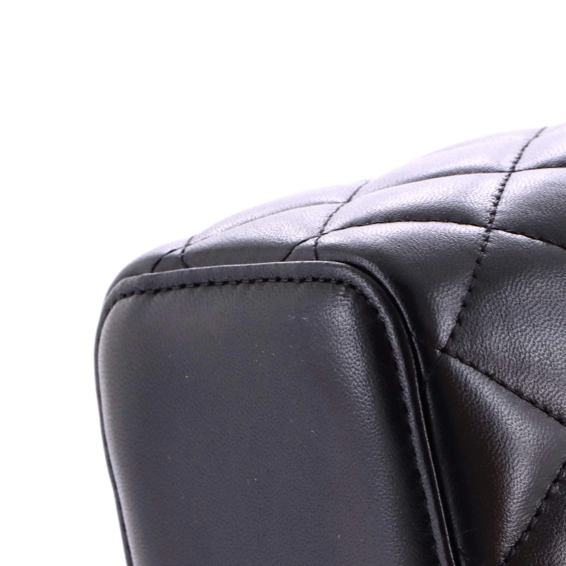 Classic Top Handle Vanity Case with Chain Quilted Lambskin Small - Image 7