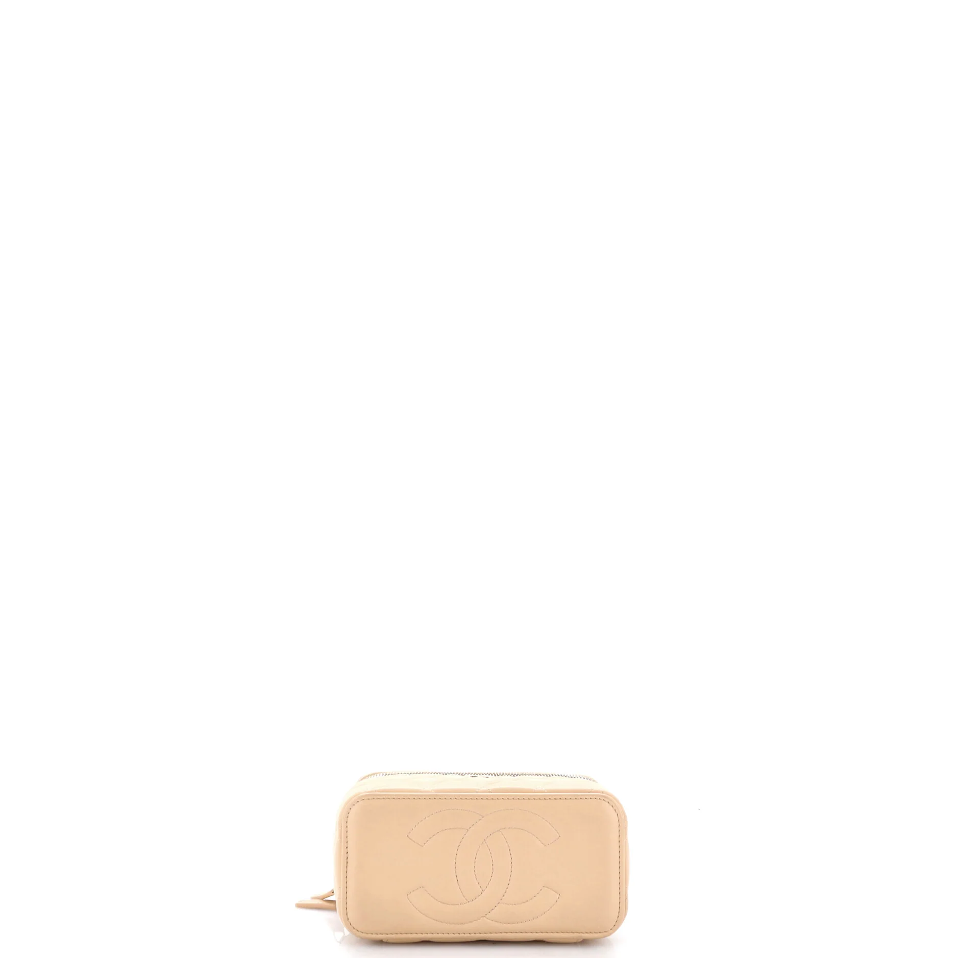 Classic Top Handle Vanity Case with Chain Quilted Lambskin Small - Image 4