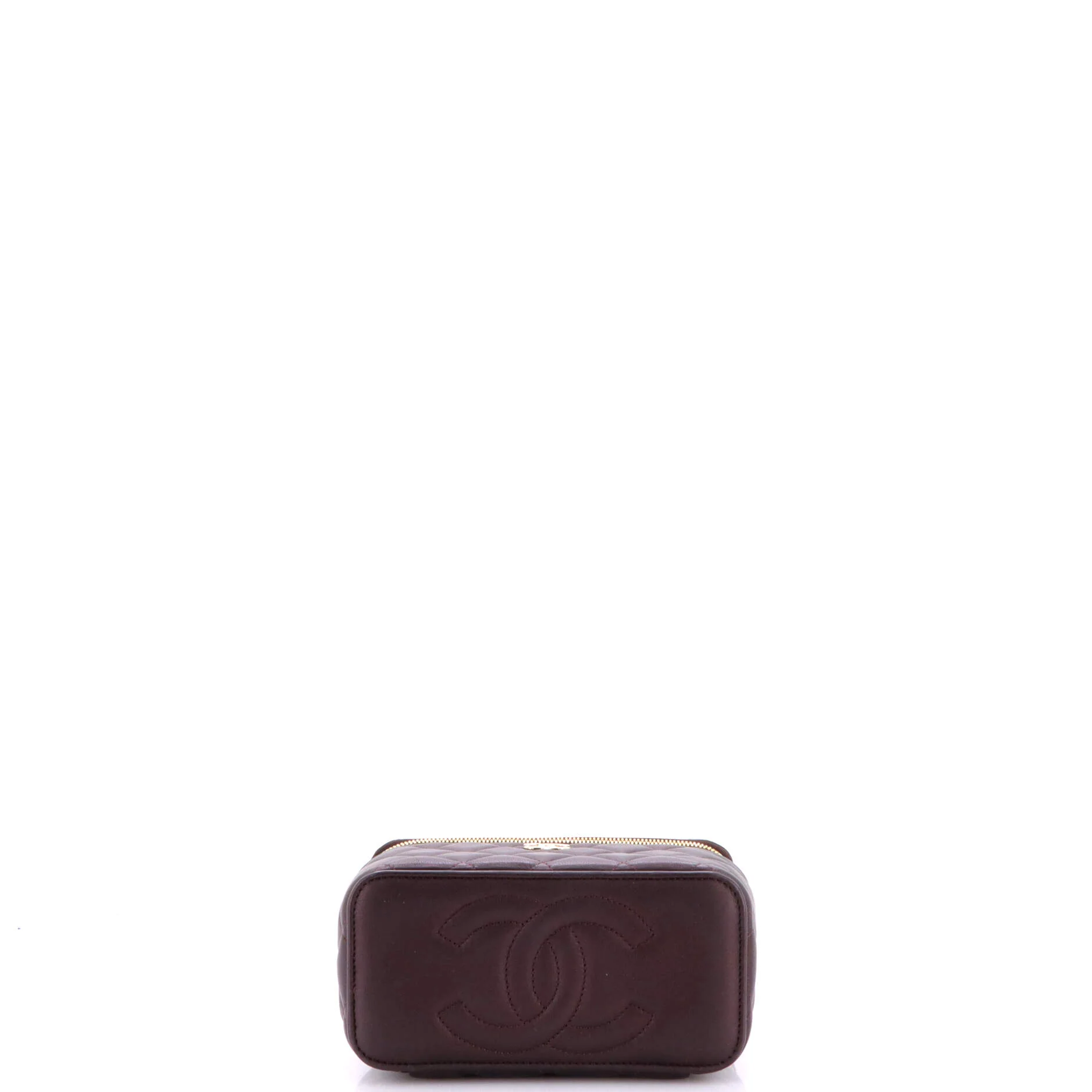 Classic Top Handle Vanity Case with Chain Quilted Lambskin Small - Image 4