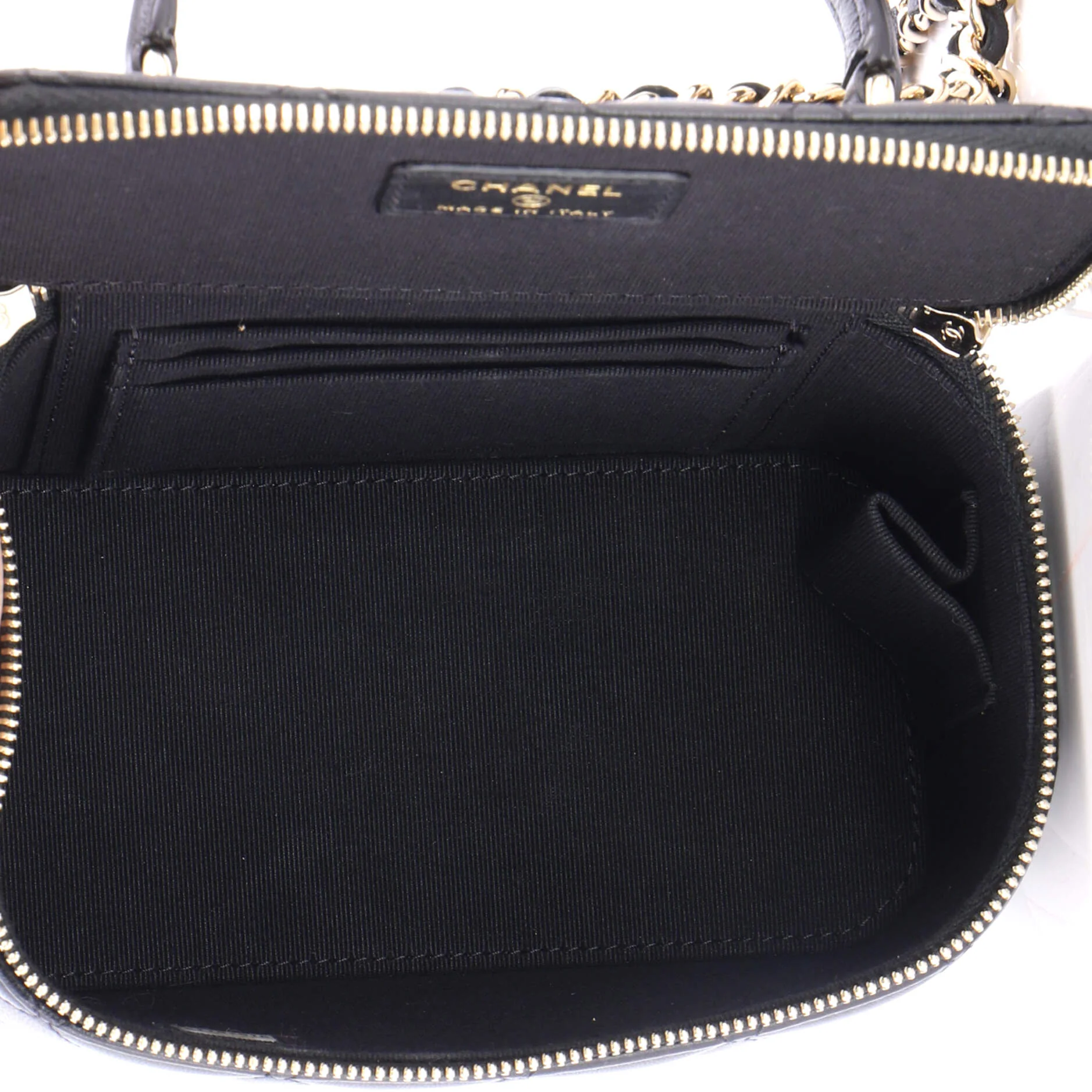 Classic Top Handle Vanity Case with Chain Quilted Lambskin Small - Image 5