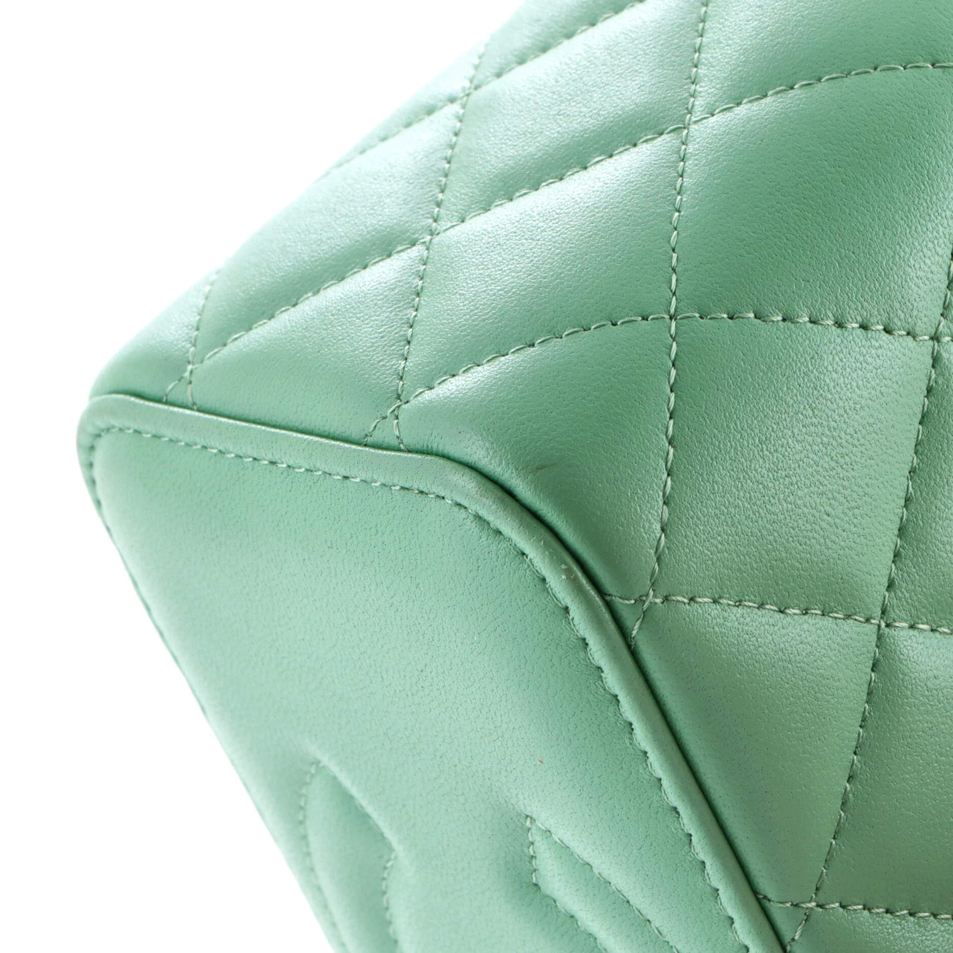 Classic Top Handle Vanity Case with Chain Quilted Lambskin Small - Image 6