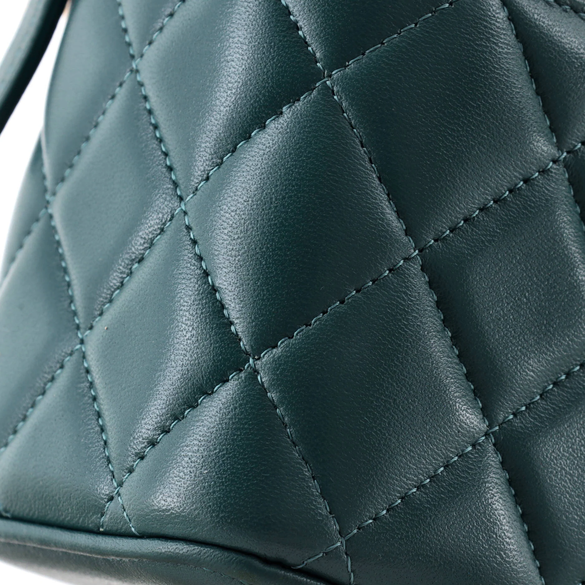 Classic Top Handle Vanity Case with Chain Quilted Lambskin Small - Image 7