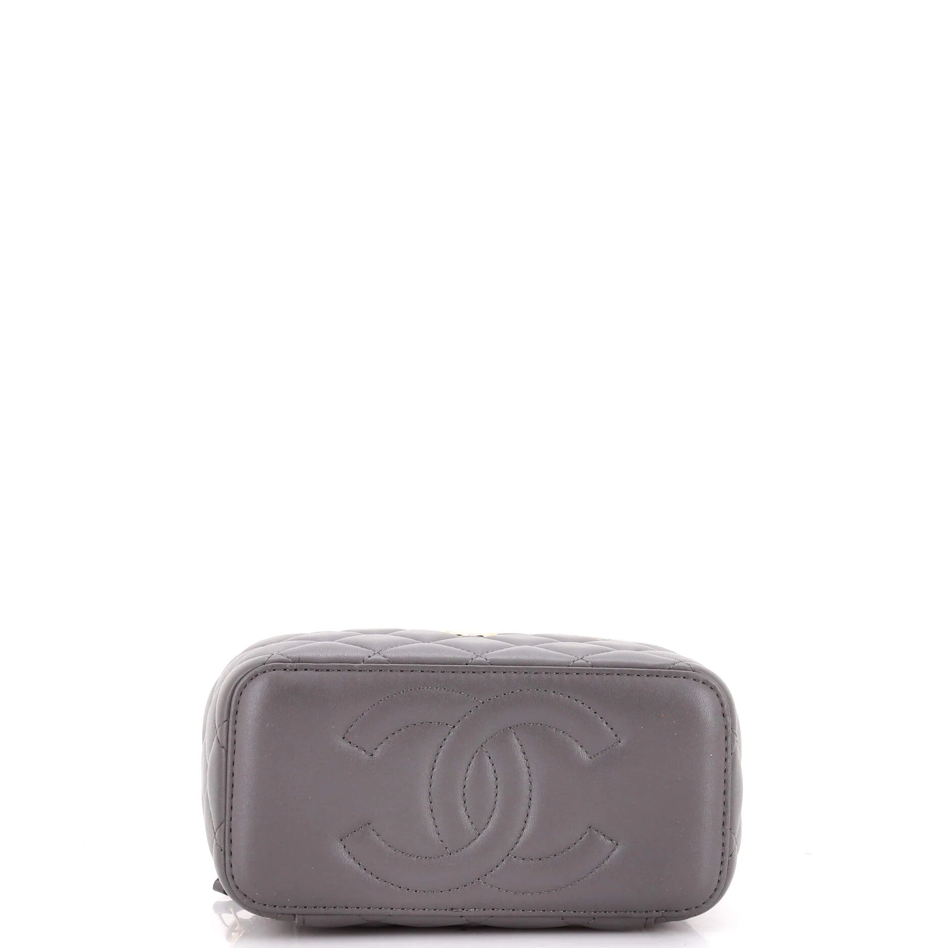 Classic Top Handle Vanity Case with Chain Quilted Lambskin Small - Image 4