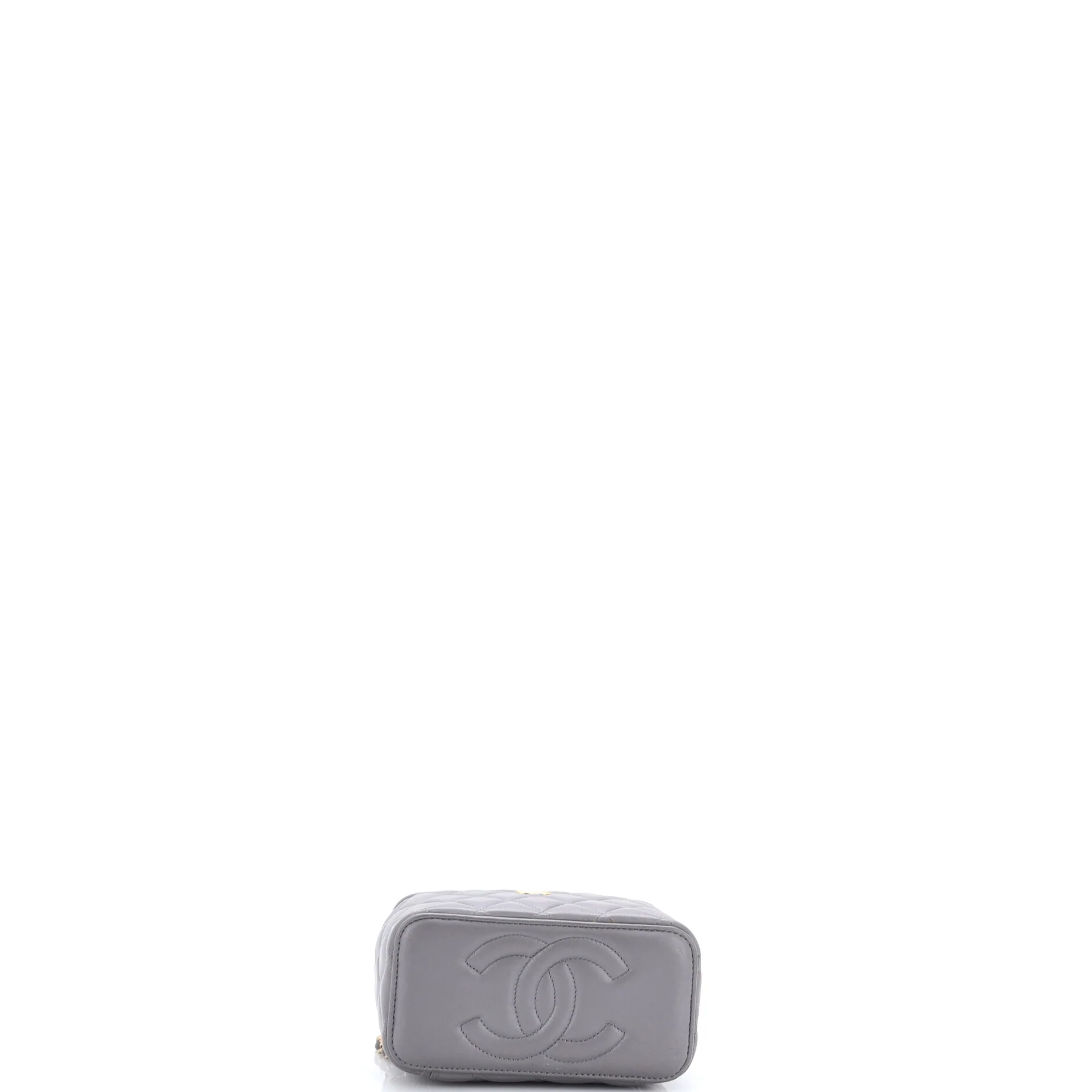 Classic Top Handle Vanity Case with Chain Quilted Lambskin Small - Image 4