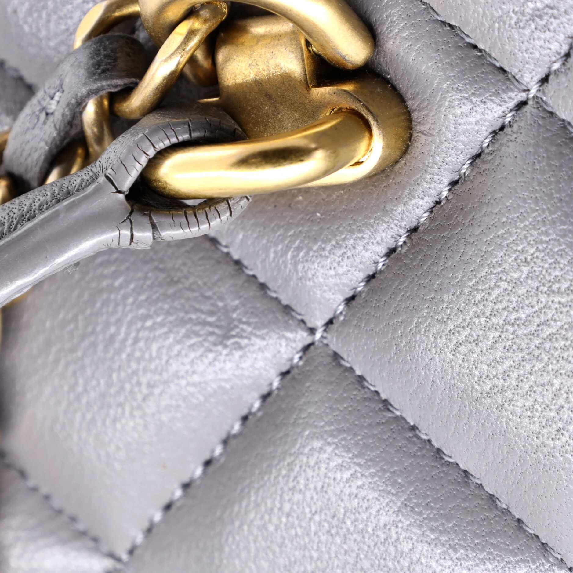 Classic Top Handle Vanity Case with Chain Quilted Lambskin Small - Image 6