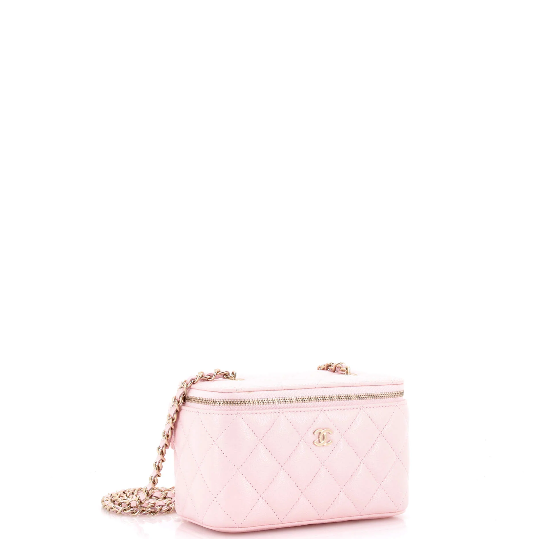 Classic Vanity Case with Chain Quilted Caviar Small - Image 2