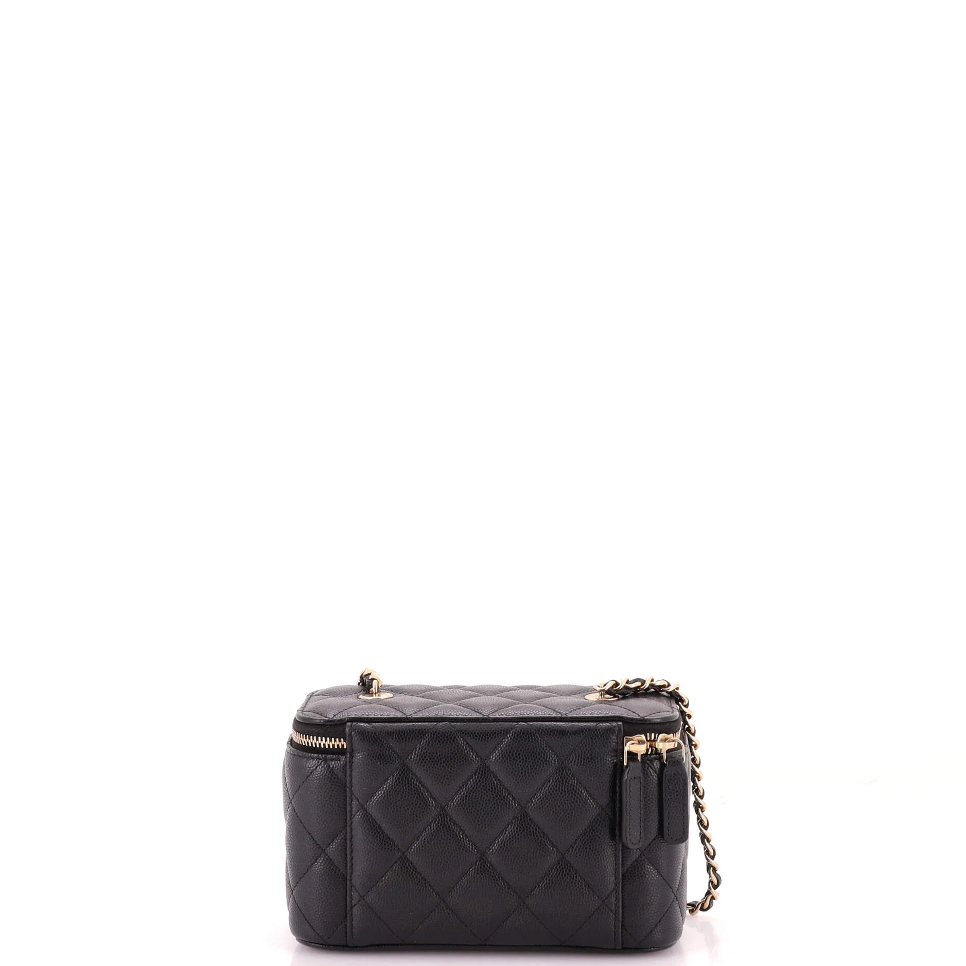 Classic Vanity Case with Chain Quilted Caviar Small - Image 3