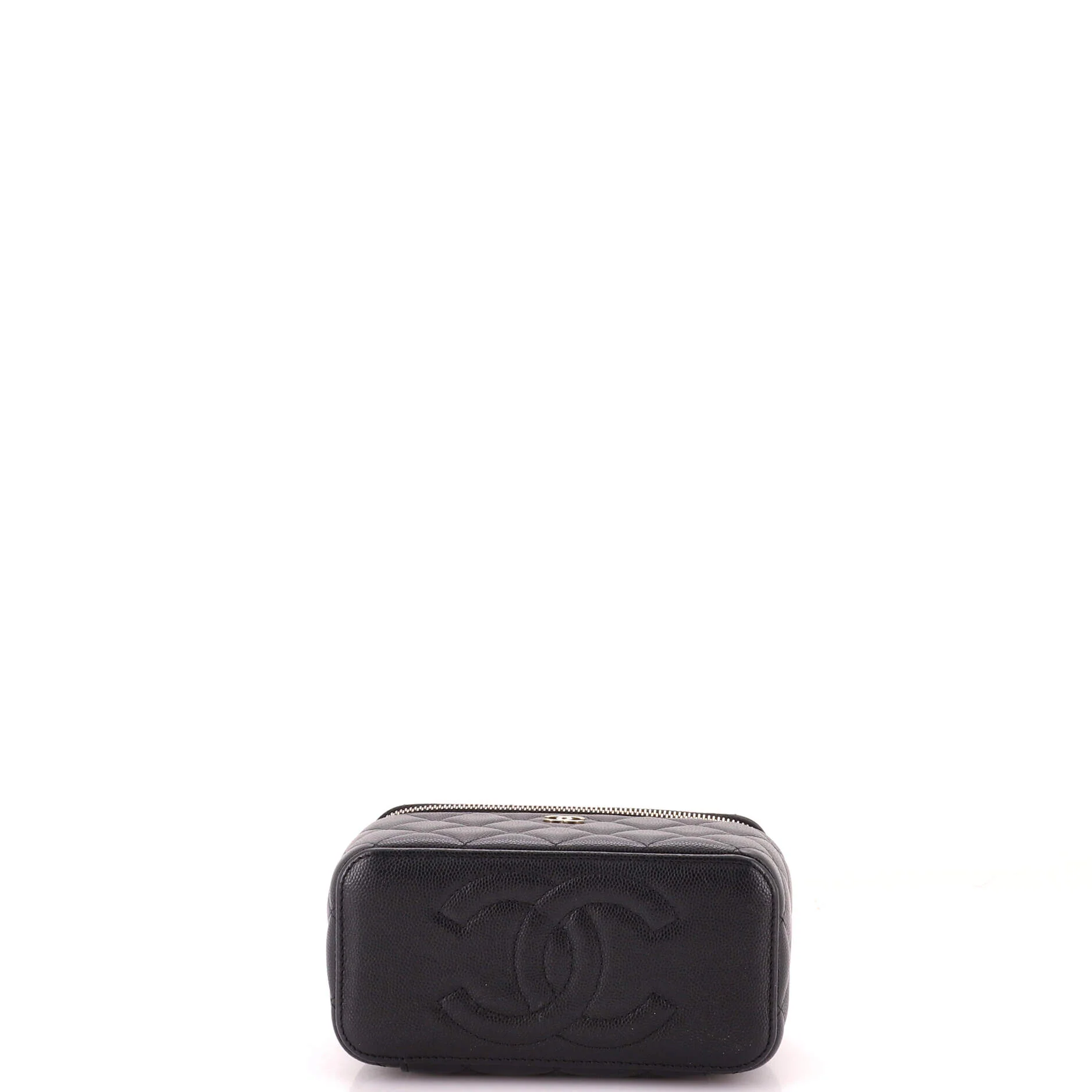 Classic Vanity Case with Chain Quilted Caviar Small - Image 4