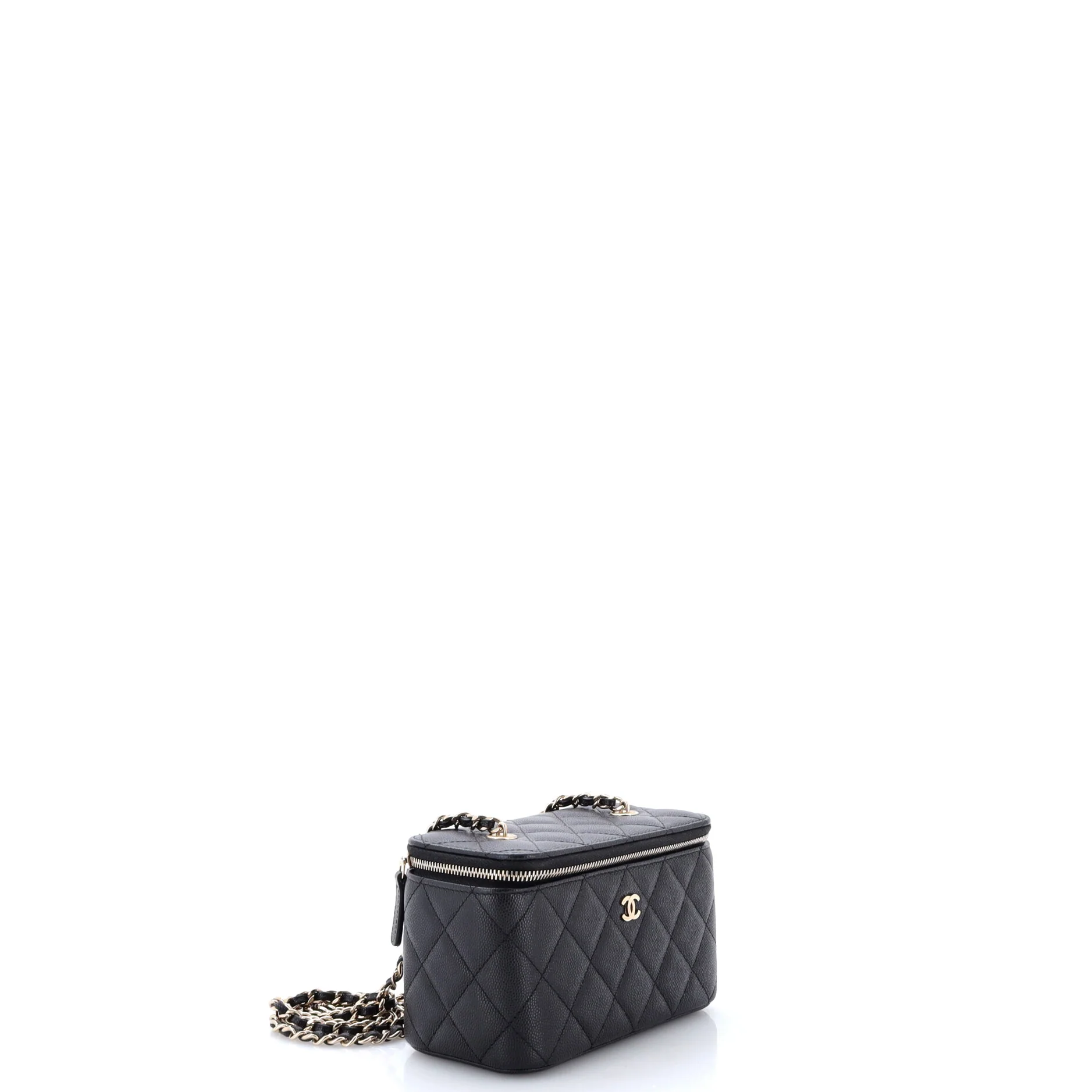 Classic Vanity Case with Chain Quilted Caviar Small - Image 2