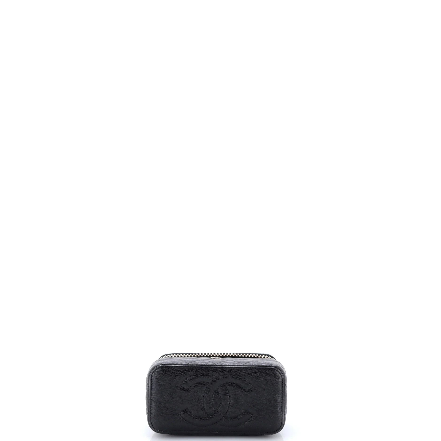 Classic Vanity Case with Chain Quilted Caviar Small - Image 4