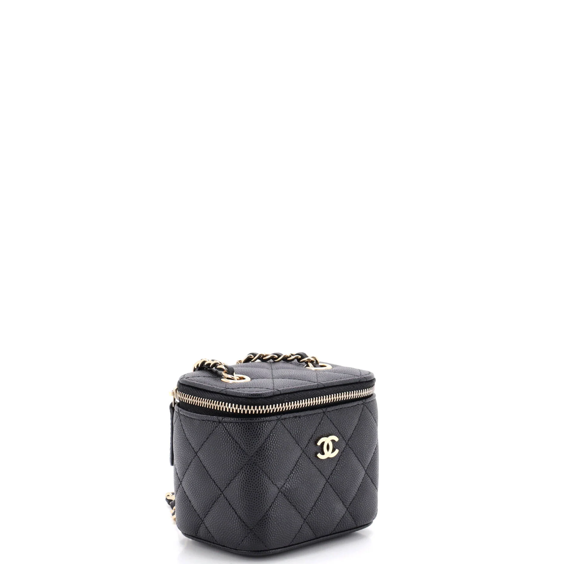 Classic Vanity Case with Chain Quilted Caviar Mini - Image 2