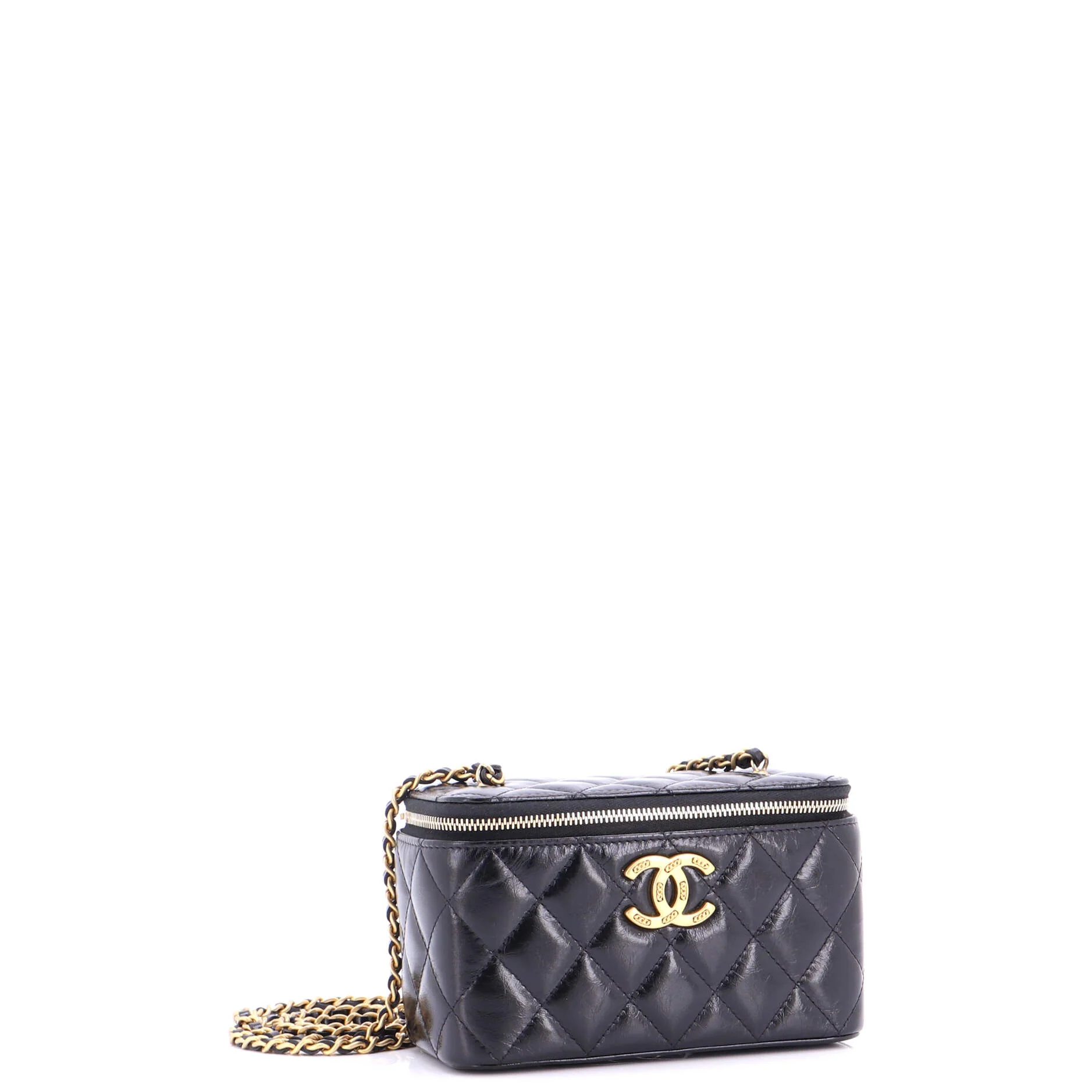 Classic Vanity Case with Chain Quilted Shiny Calfskin Small - Image 2