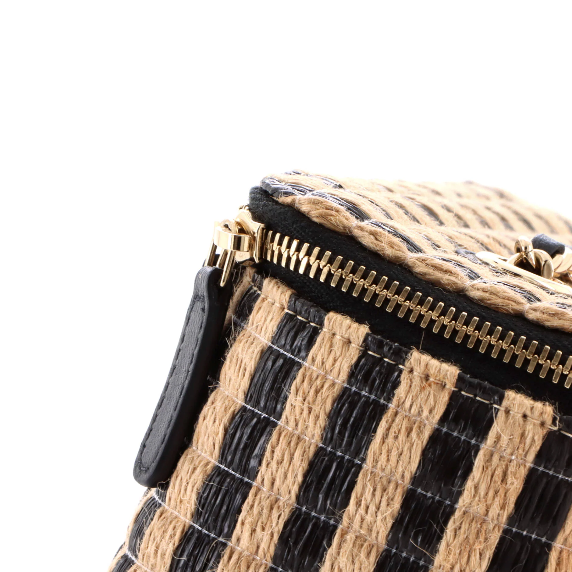 Classic Vanity Case with Chain Striped Raffia and Jute Small - Image 7