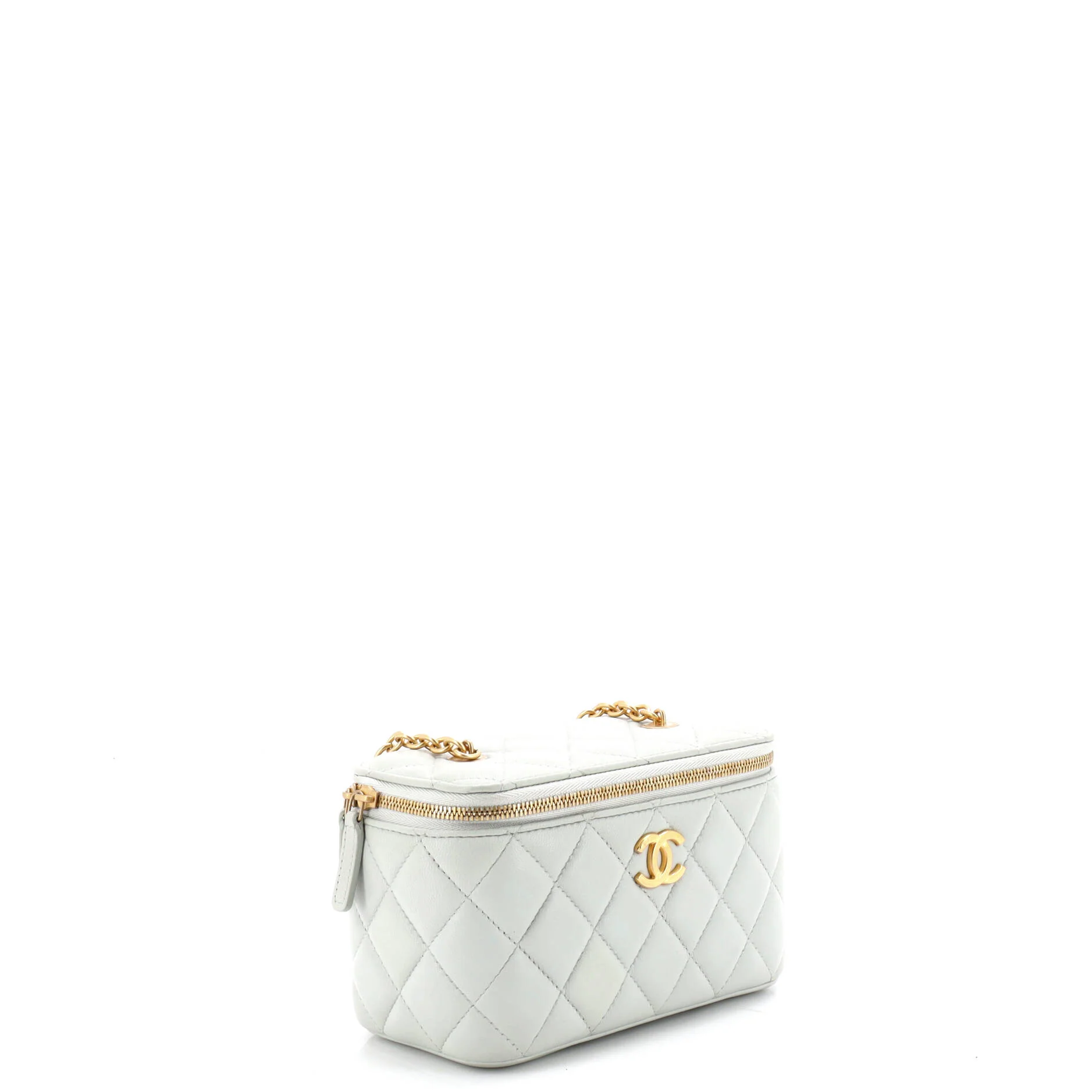 Classic Vanity Case with Resin Pearl Chain Quilted Lambskin Small - Image 2