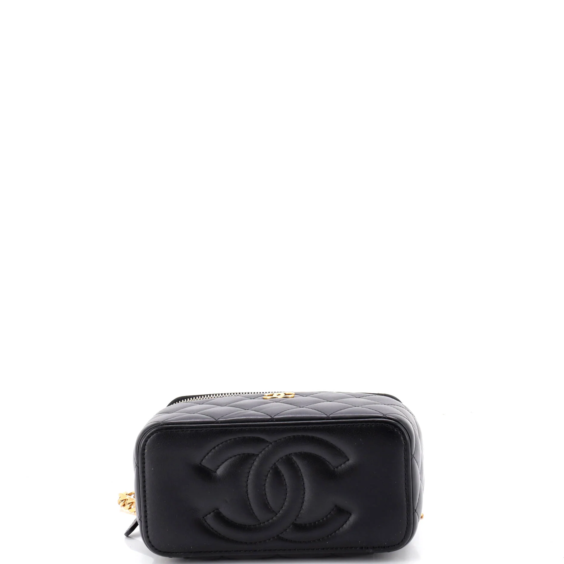 Classic Vanity Case with Resin Pearl Chain Quilted Lambskin Small - Image 4
