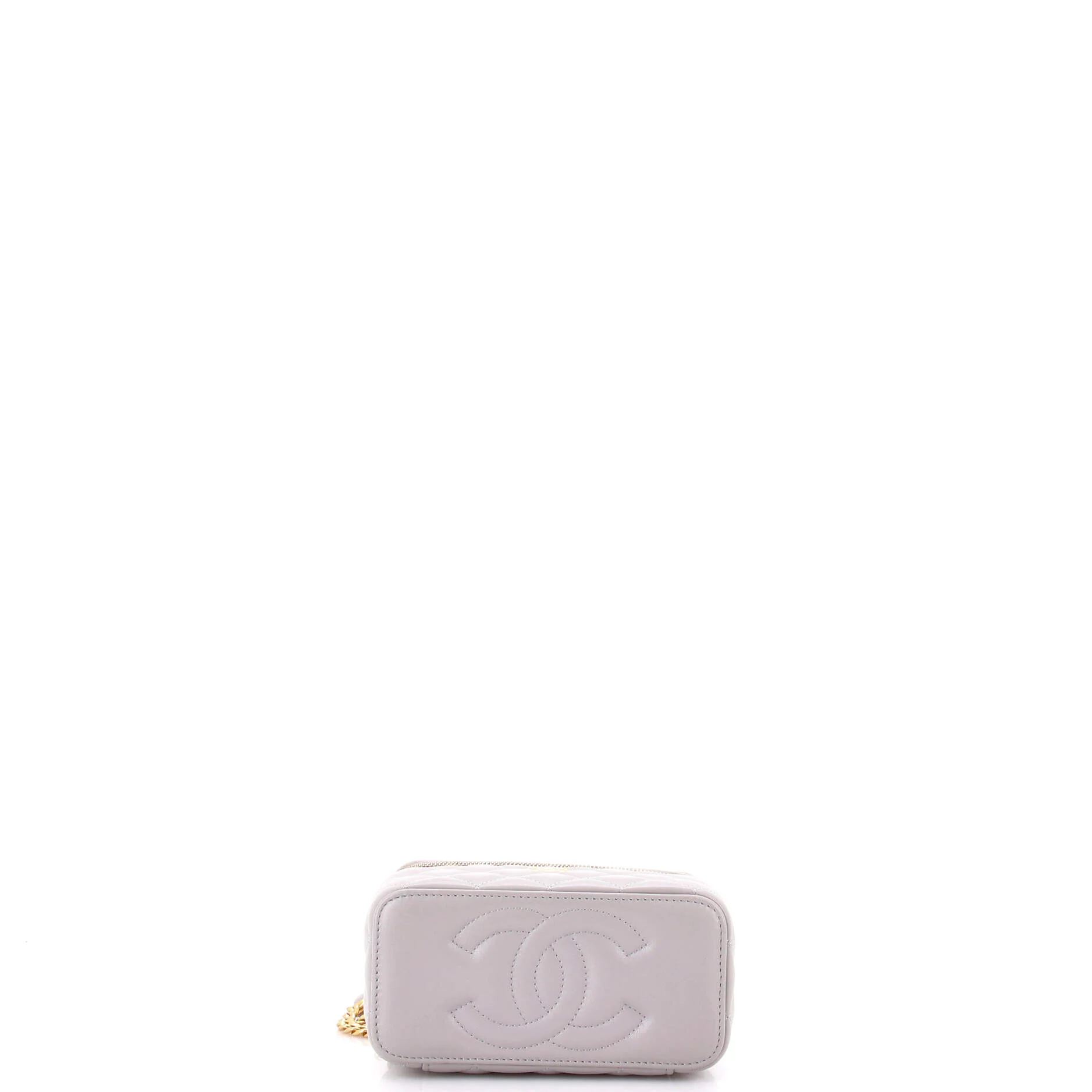 Classic Vanity Case with Resin Pearl Chain Quilted Lambskin Small - Image 4