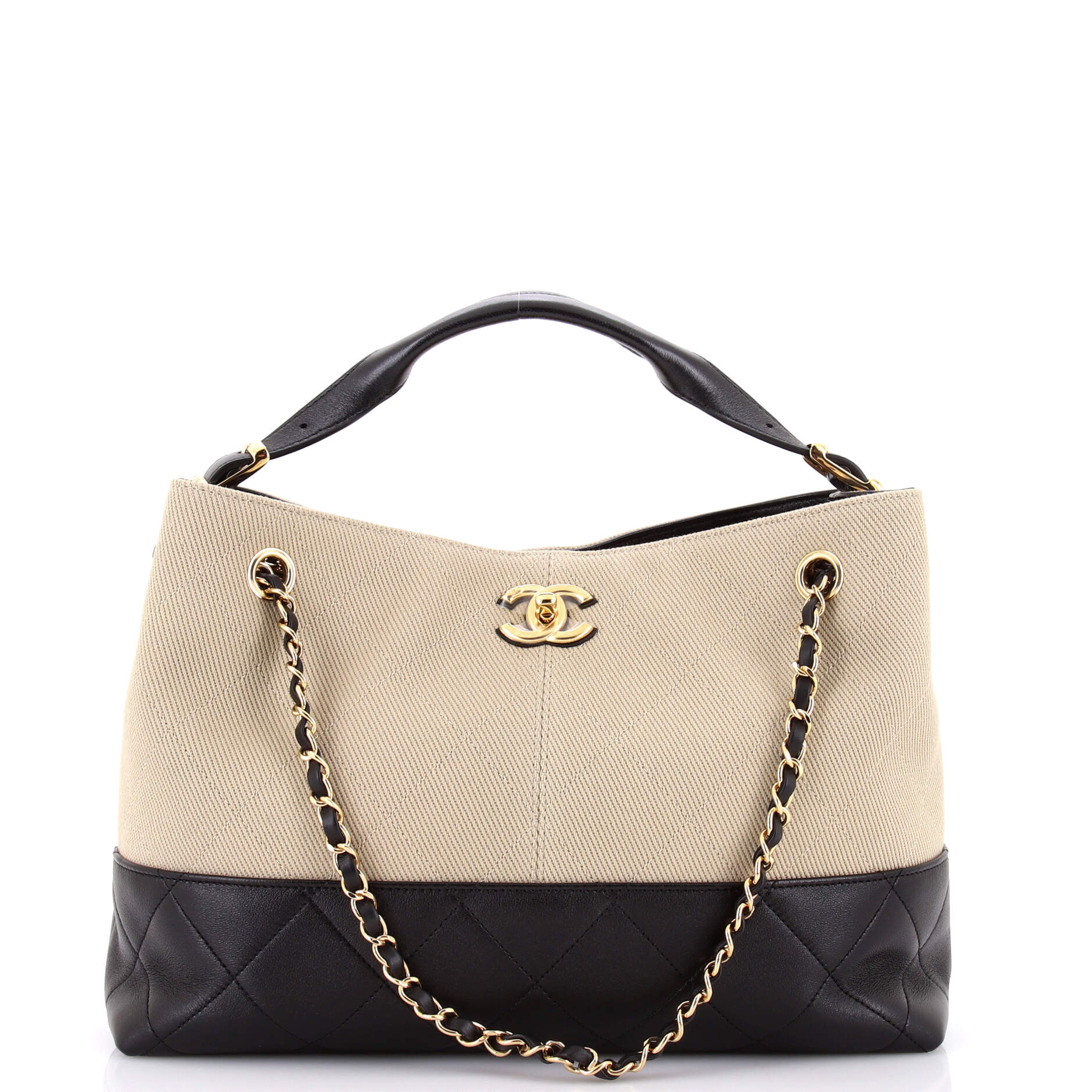 Coco Base Shopping Bag Quilted Canvas and Lambskin Small
