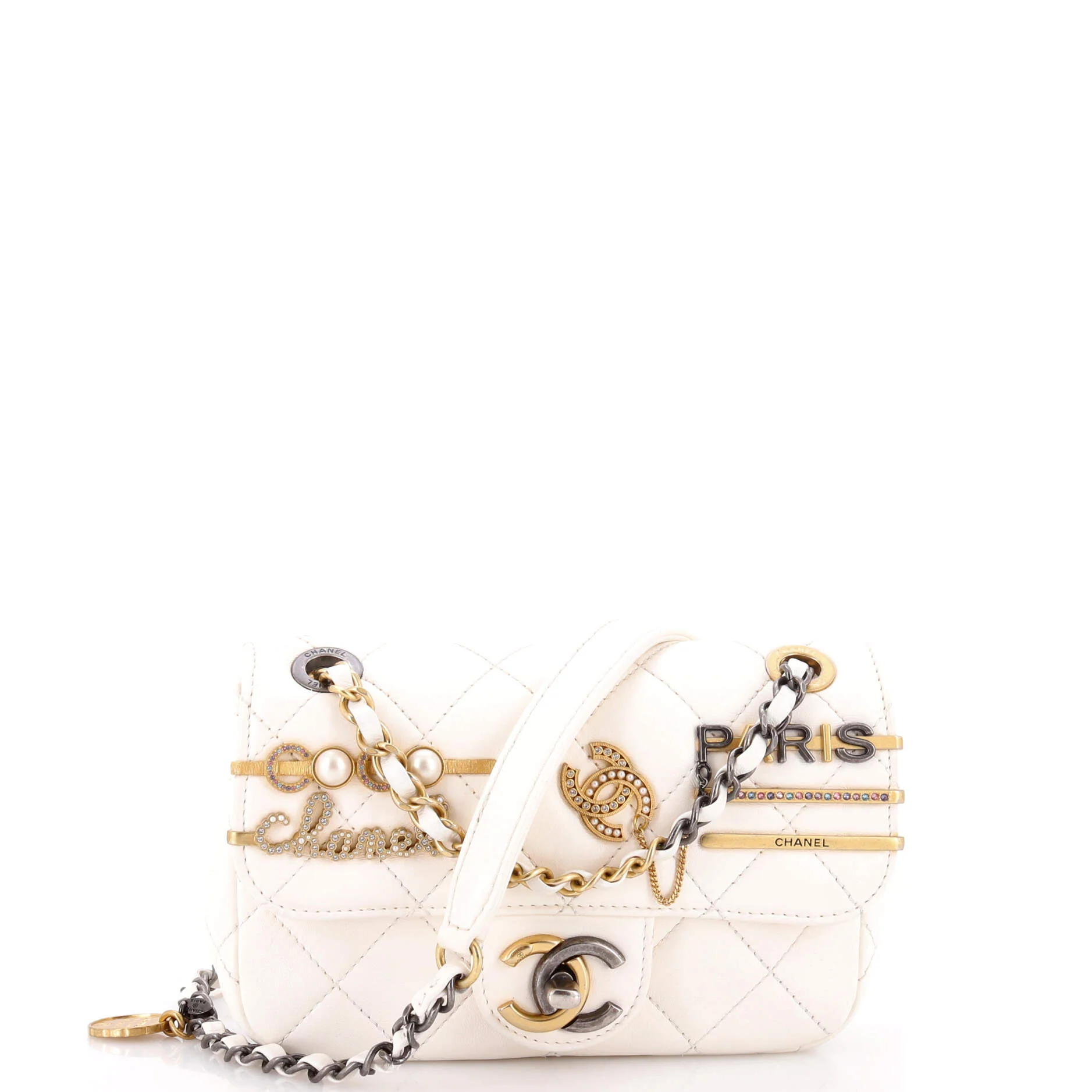 Coco Clips Flap Bag Embellished Quilted Lambskin Mini