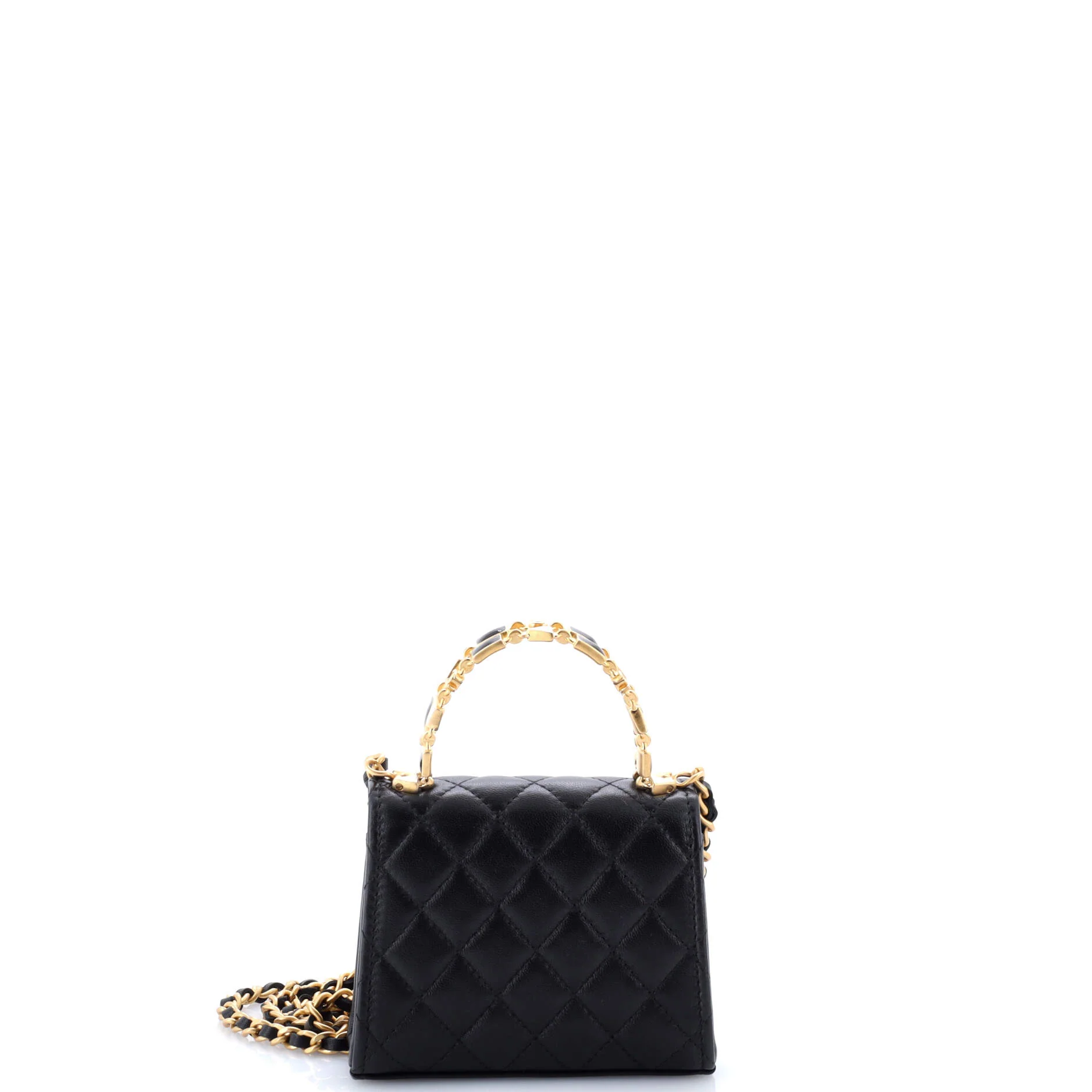 Coco Enamel Top Handle Flap Bag Quilted Lambskin Small - Image 3